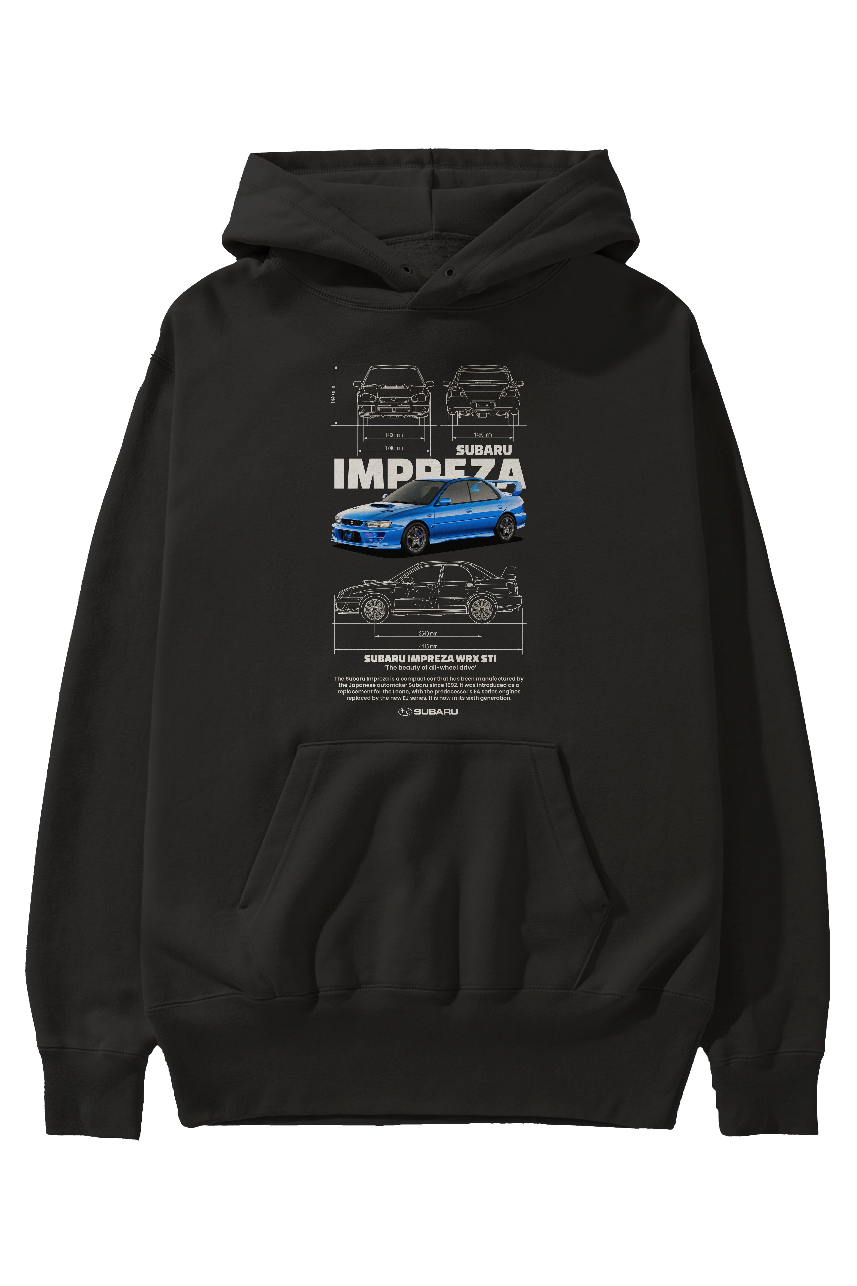 Subaru impreza wrx sti Ön Baskılı Hoodie Oversize Kapüşonlu Sweatshirt Erkek Kadın Unisex