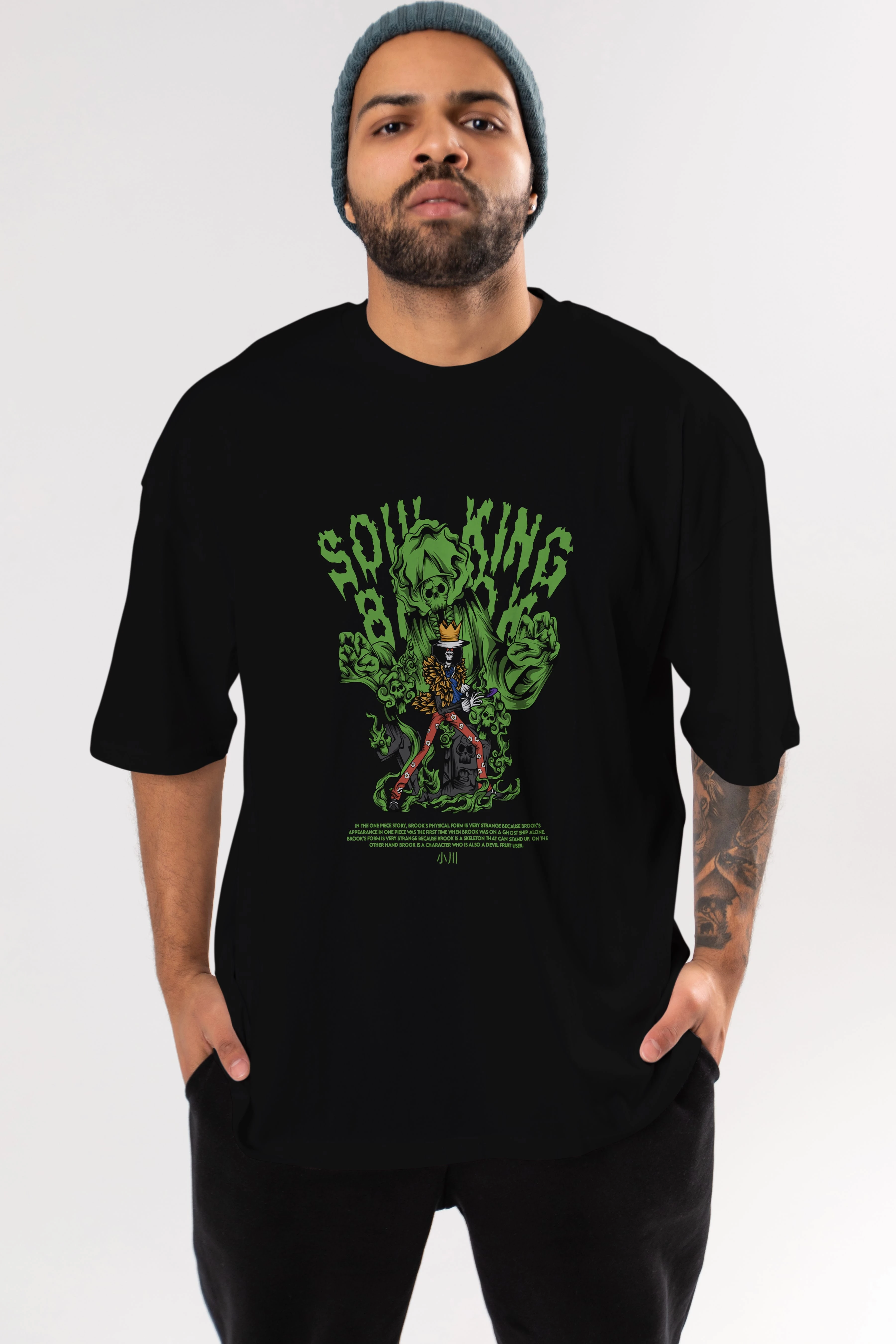 Soul King Brook Anime Ön Baskılı Oversize t-shirt %100 pamuk Erkek Kadın Unisex