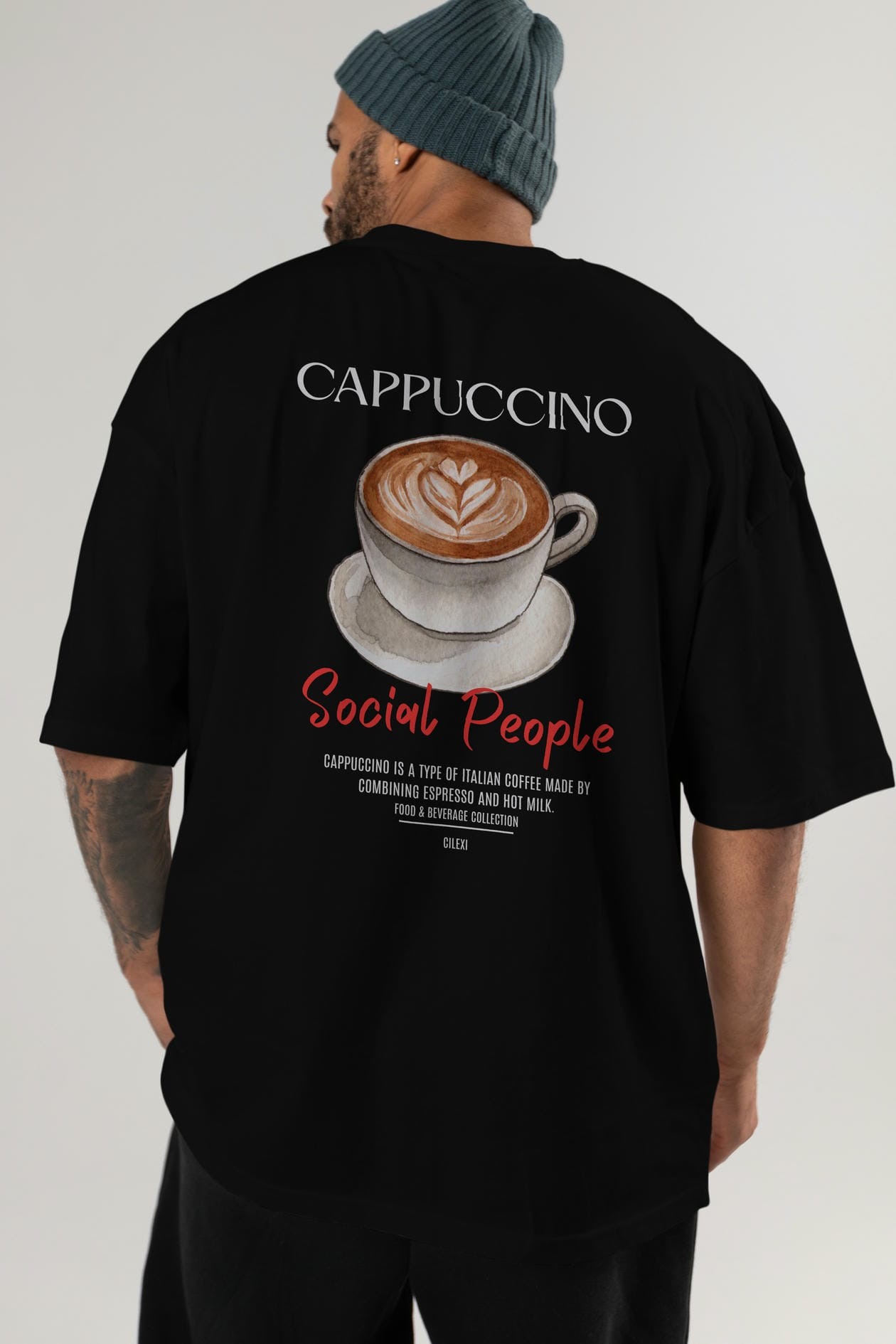 Cappuccino Kokteyl Serisi Baskılı Oversize t-shirt Erkek Kadın Unisex %100 Pamuk Bisiklet Yaka tişort