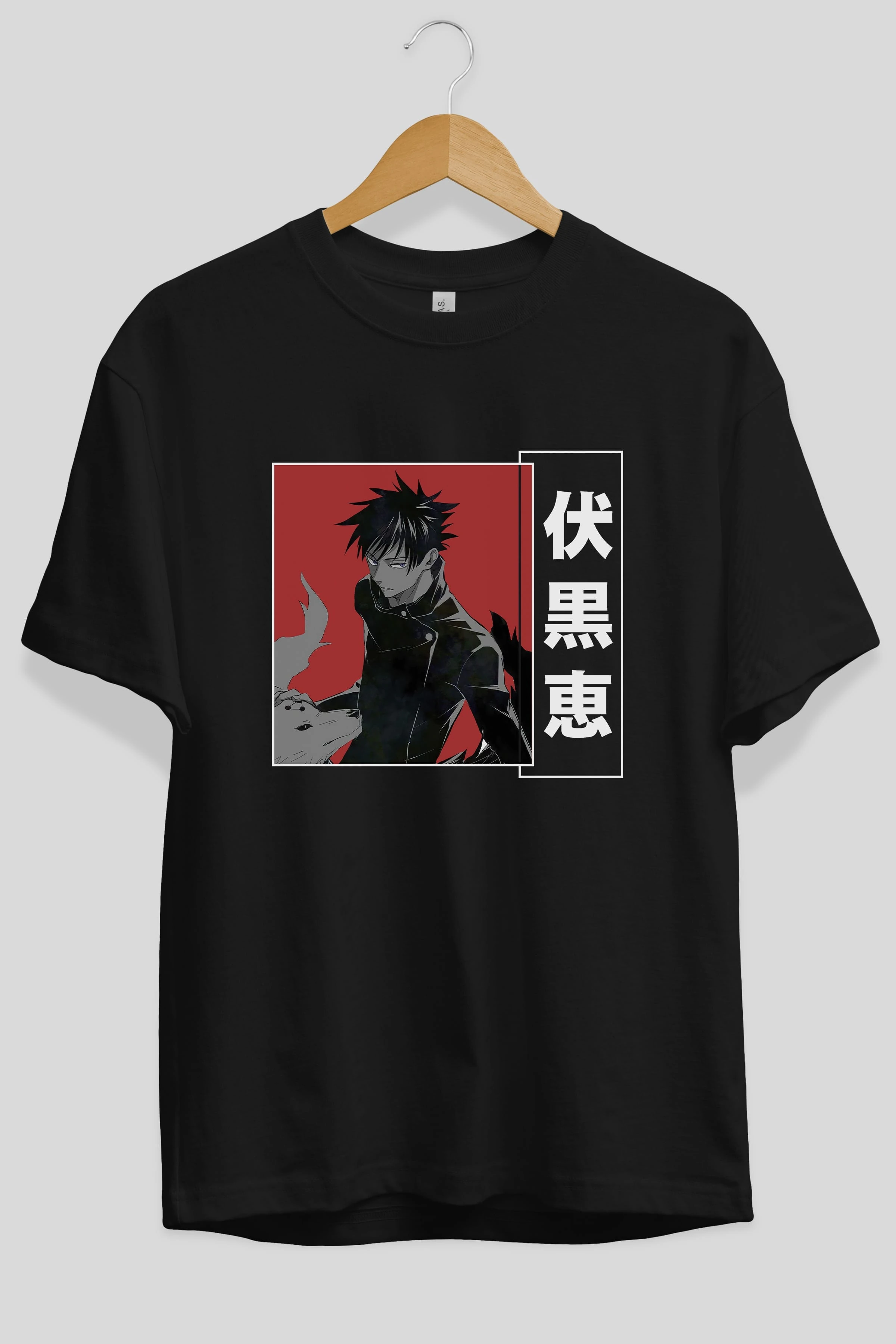 Megumi Fushiguro Anime Ön Baskılı Oversize t-shirt %100 pamuk Erkek Kadın Unisex