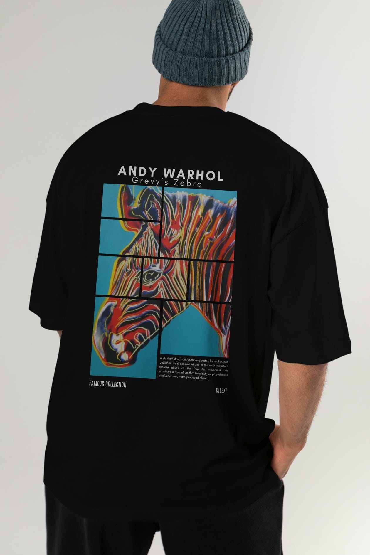 Andy Warhol Arka Baskılı Oversize t-shirt Erkek Kadın Bisiklet Yaka Pamuk tişort