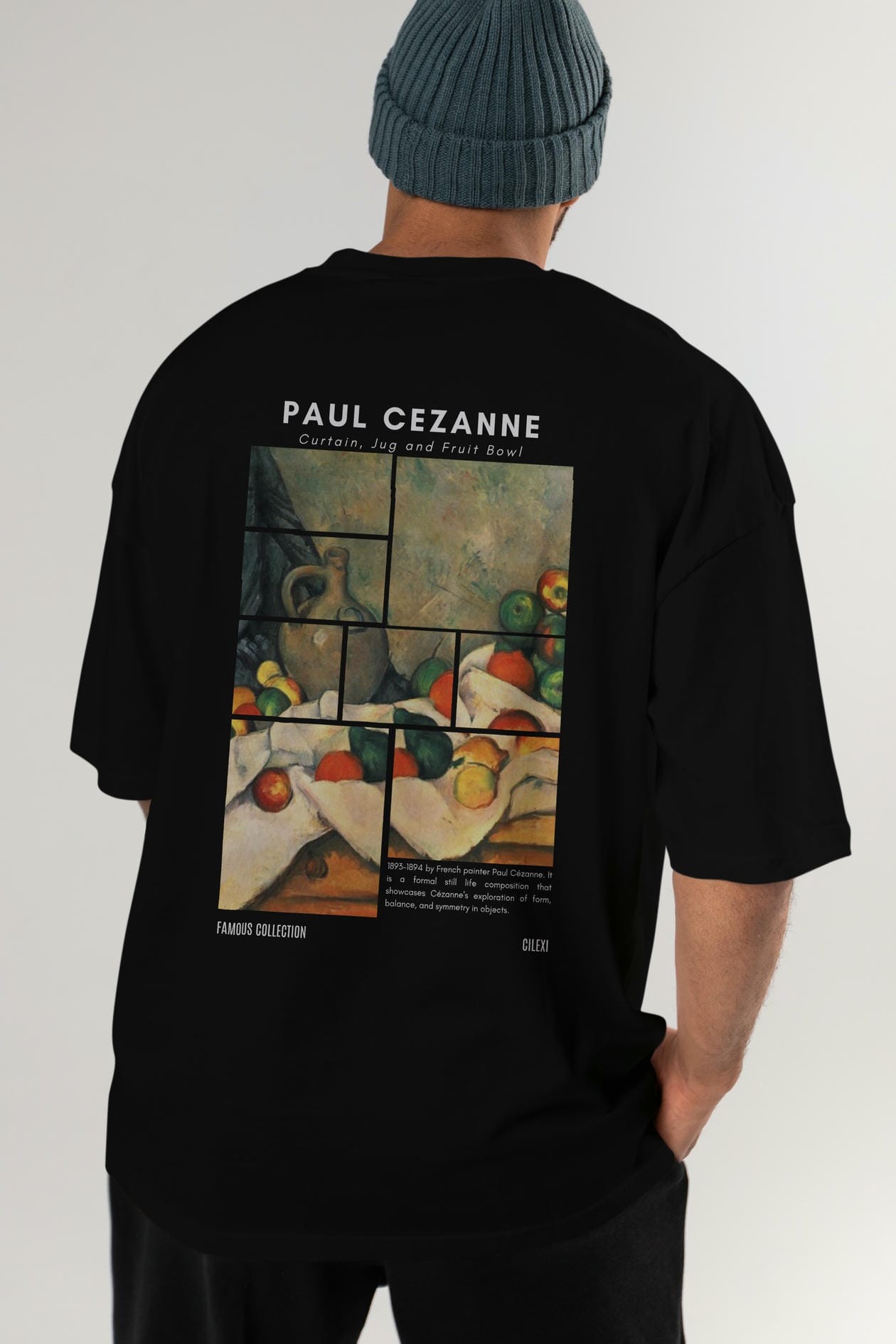 Paul Cezanne Curtain Arka Baskılı Oversize t-shirt Erkek Kadın Bisiklet Yaka Pamuk tişort