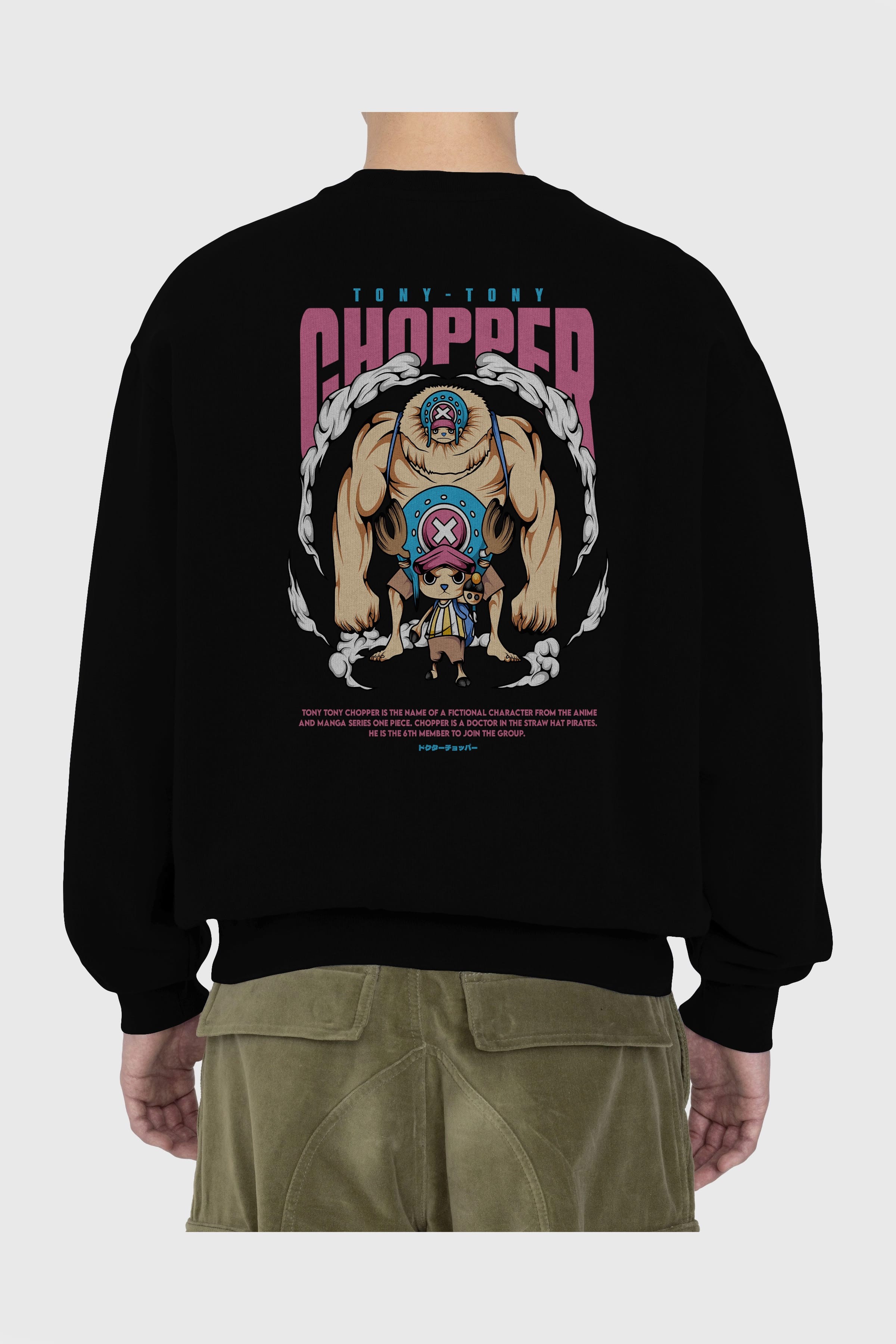 Tony Tony Chopper Anime Arka Baskılı Oversize Sweatshirt Erkek Kadın Unisex