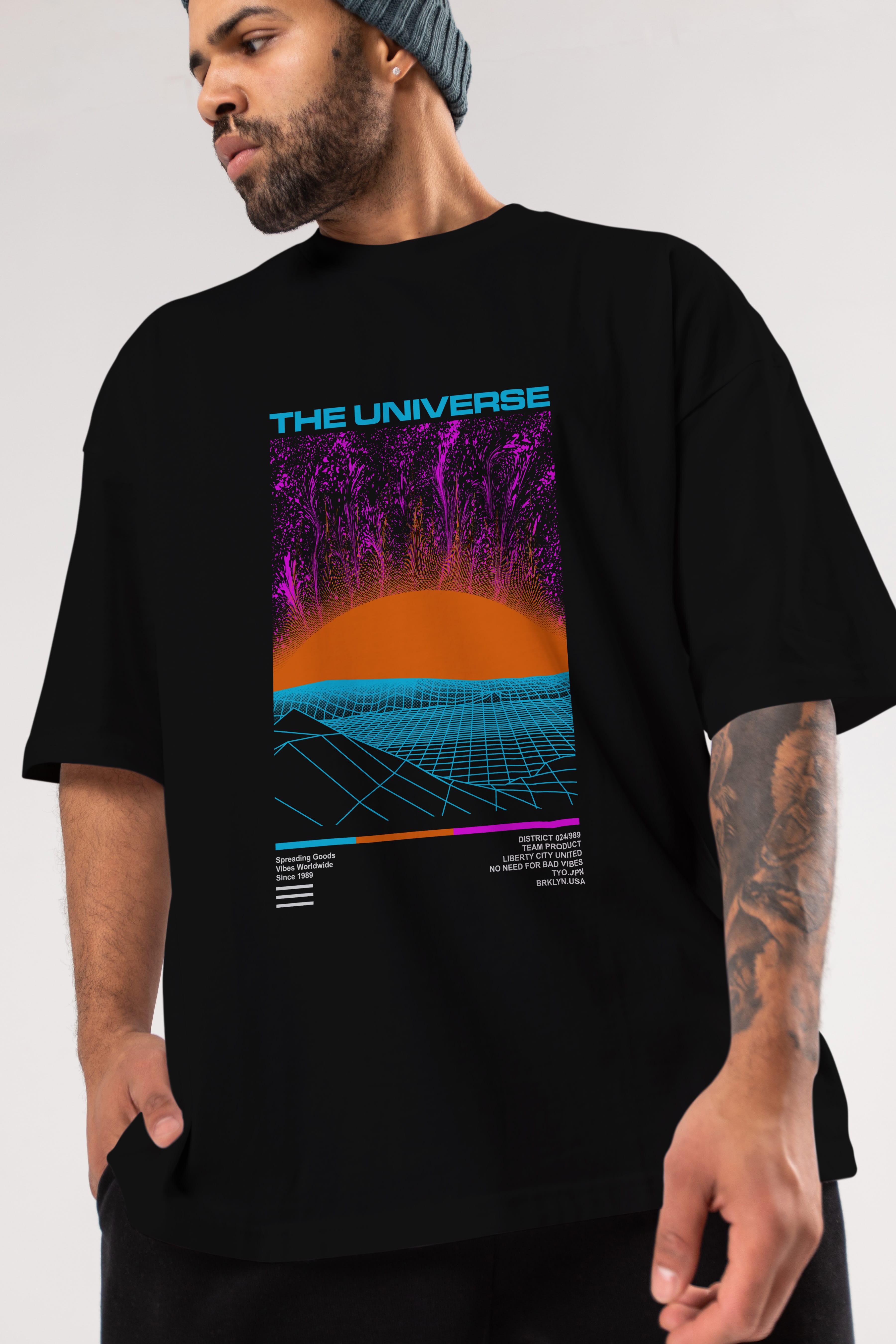 The Universe Ön Baskılı Oversize t-shirt Erkek Kadın Unisex