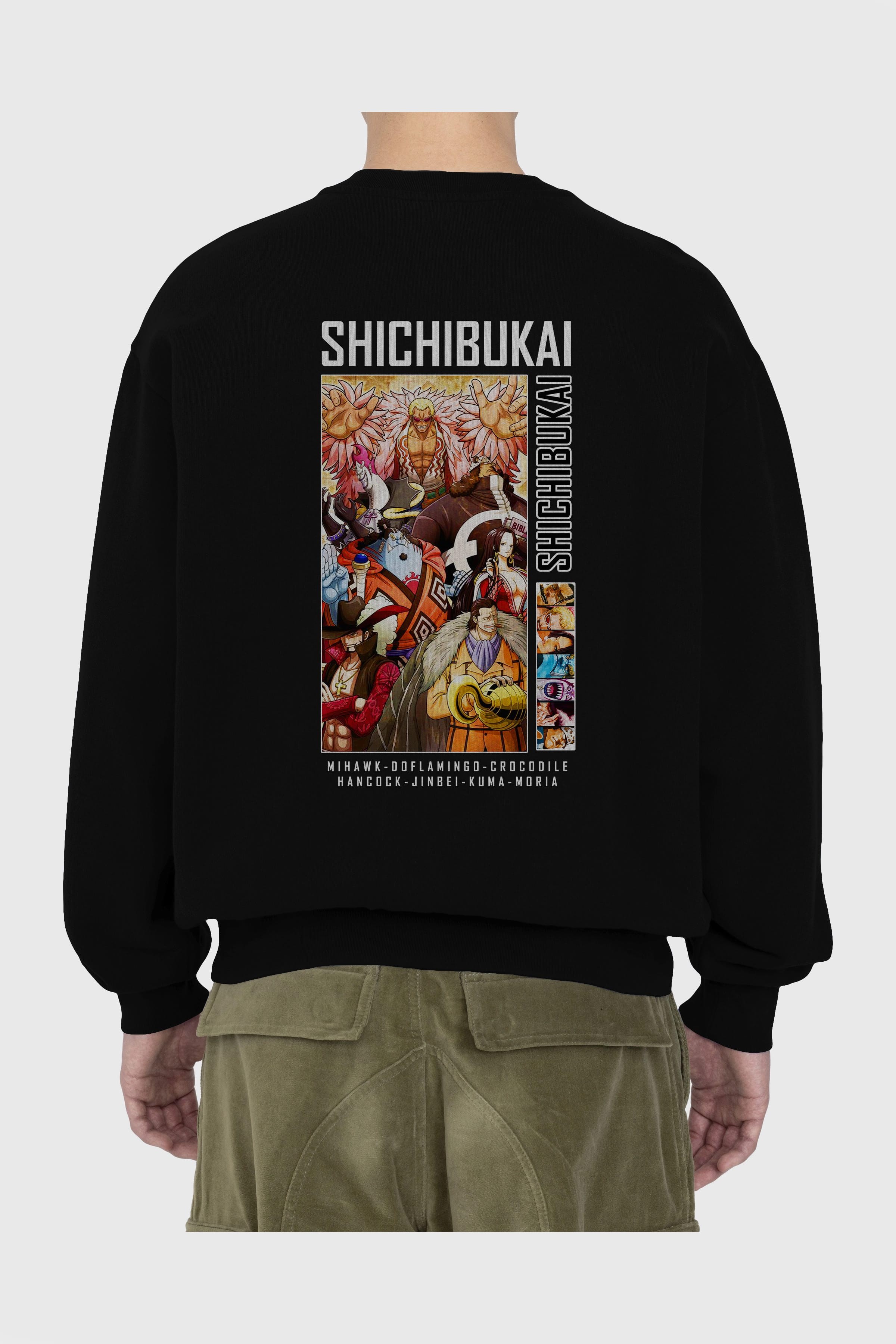 Shichibukai Arka Baskılı Anime Oversize Sweatshirt Erkek Kadın Unisex