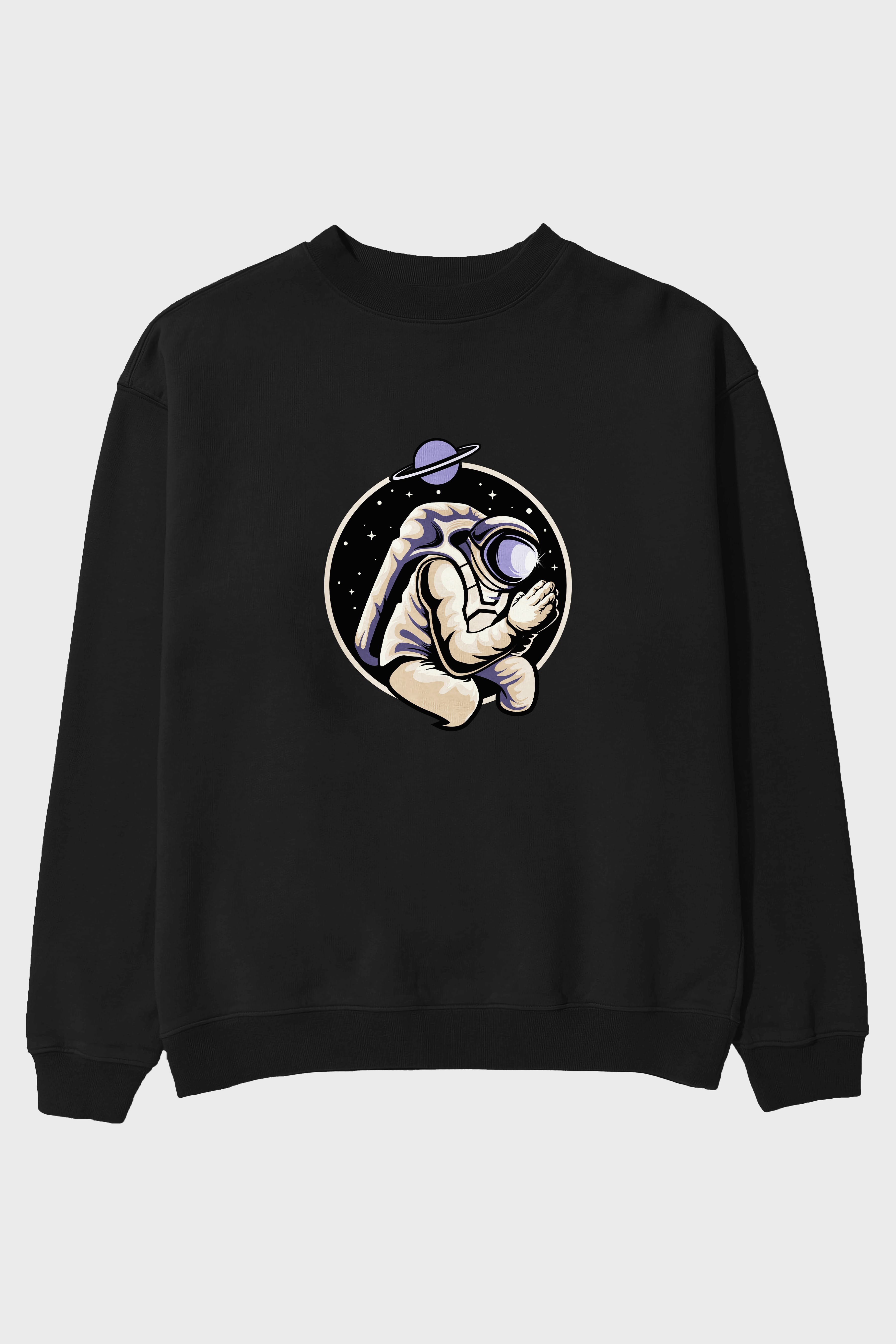 Astronaut Praying Ön Baskılı Oversize Sweatshirt Erkek Kadın Unisex