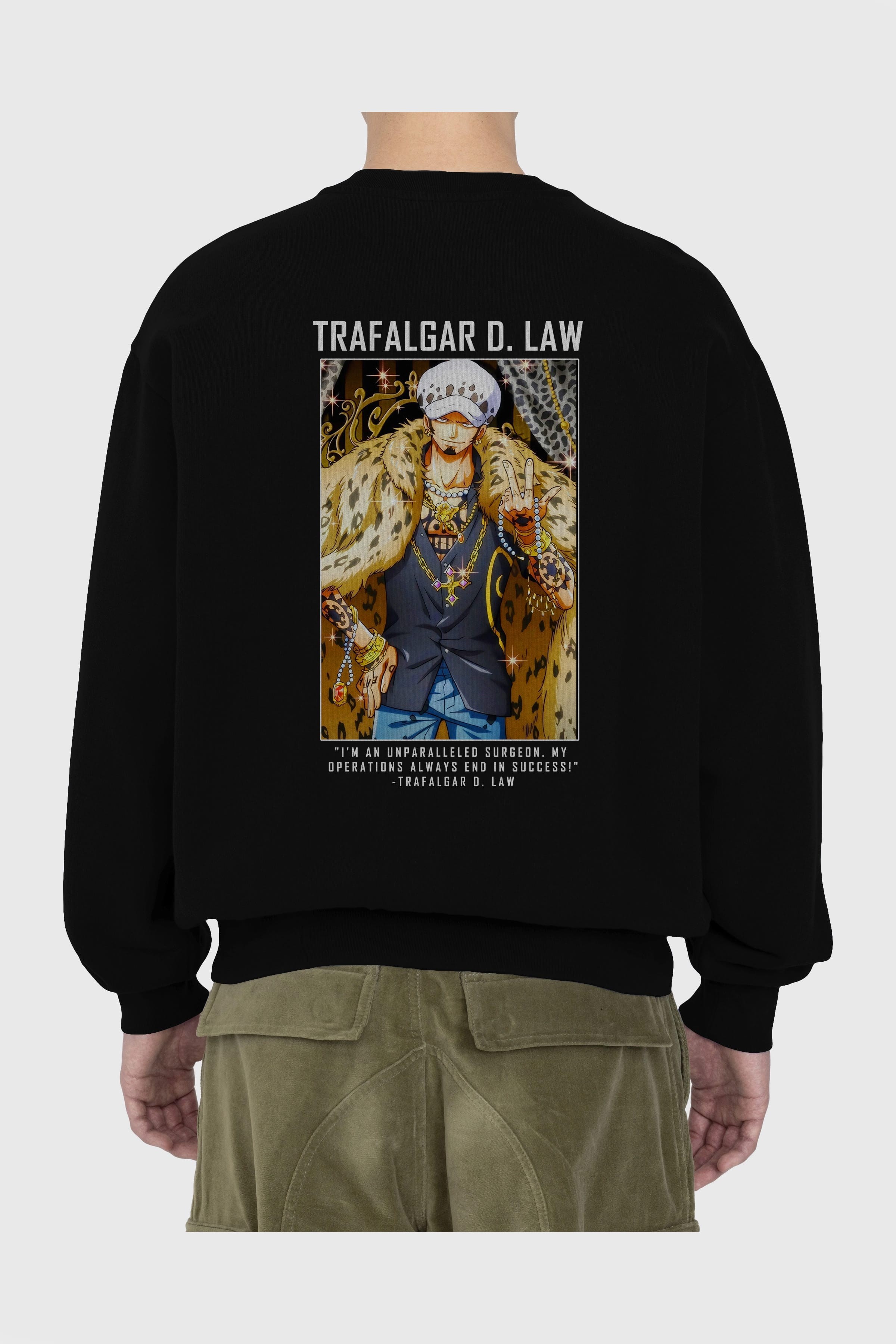 Trafalgar D. Water Law 2 Arka Baskılı Anime Oversize Sweatshirt Erkek Kadın Unisex