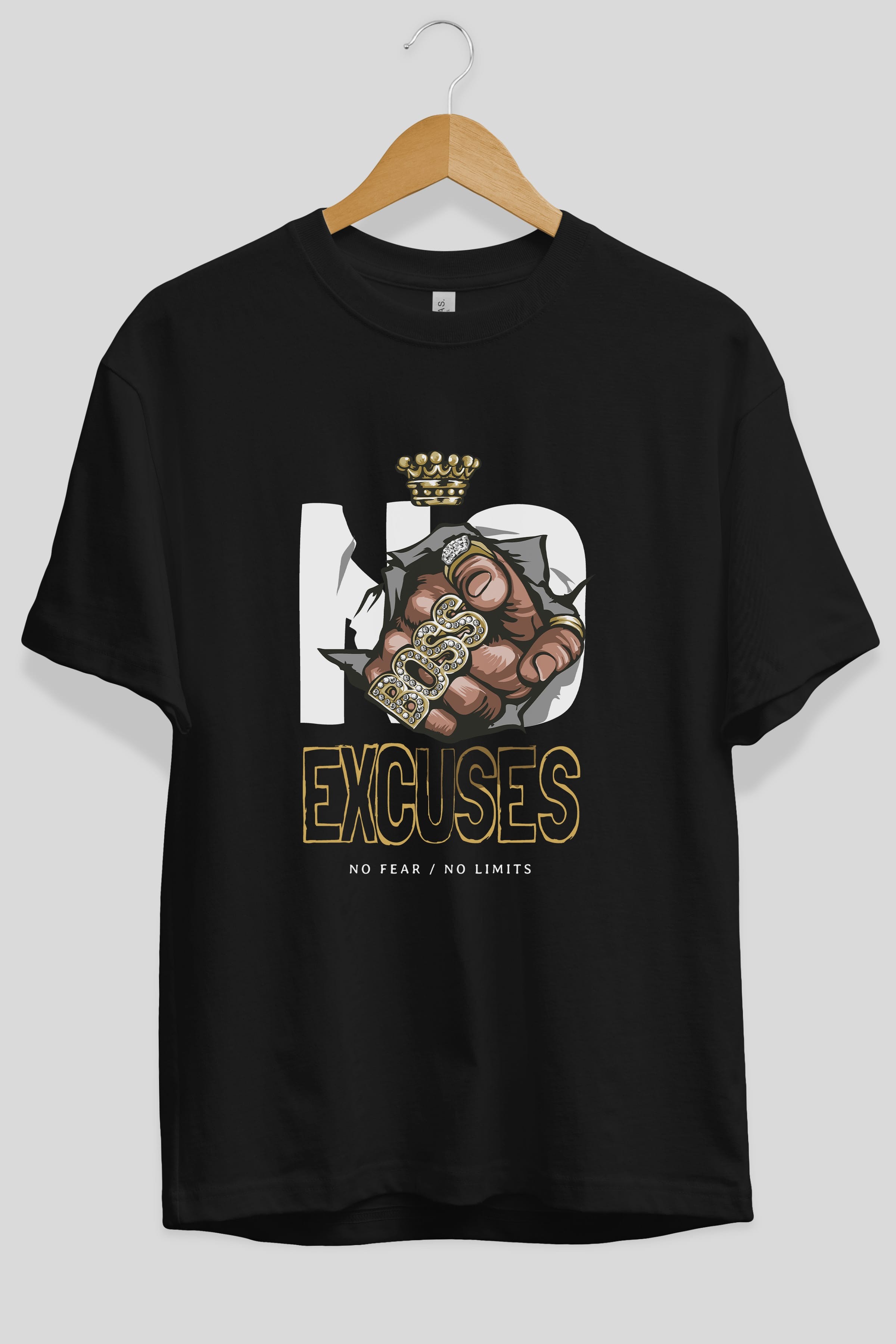 No Excuses Ön Baskılı Oversize t-shirt Erkek Kadın Unisex