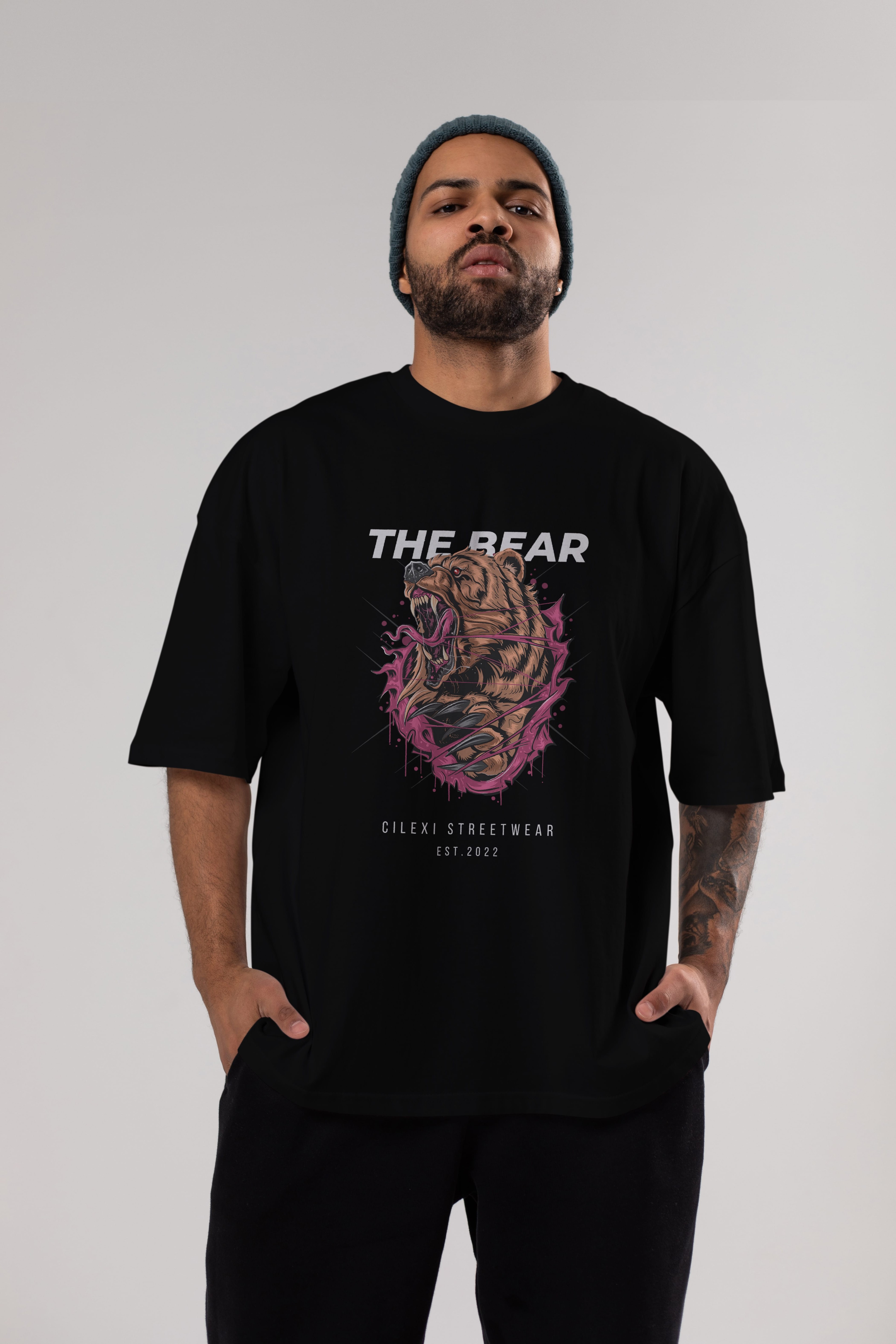 The Bear Ön Baskılı Oversize t-shirt Erkek Kadın Unisex %100 Pamuk