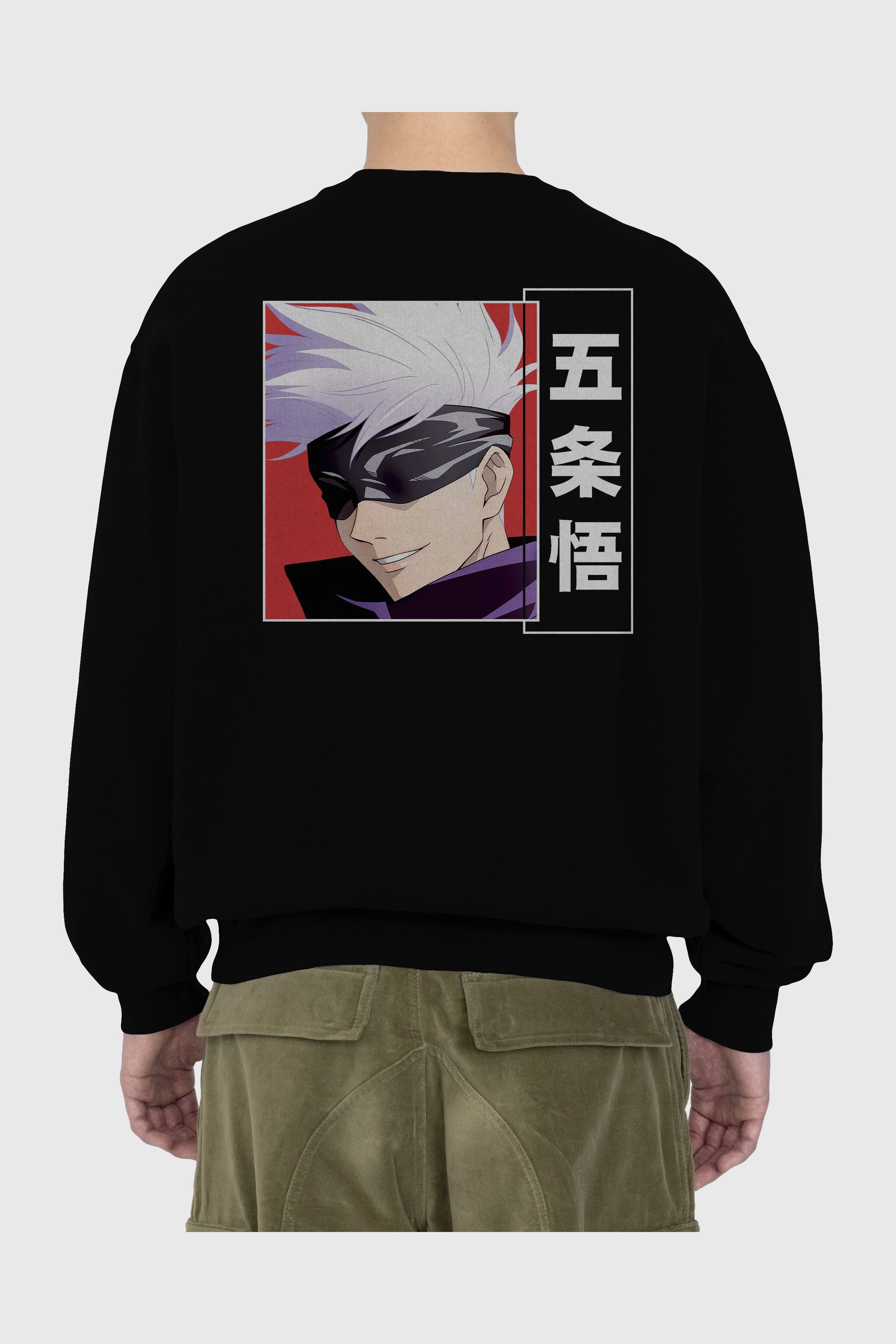 SATORU GOJO Anime Arka Baskılı Oversize Sweatshirt Erkek Kadın Unisex