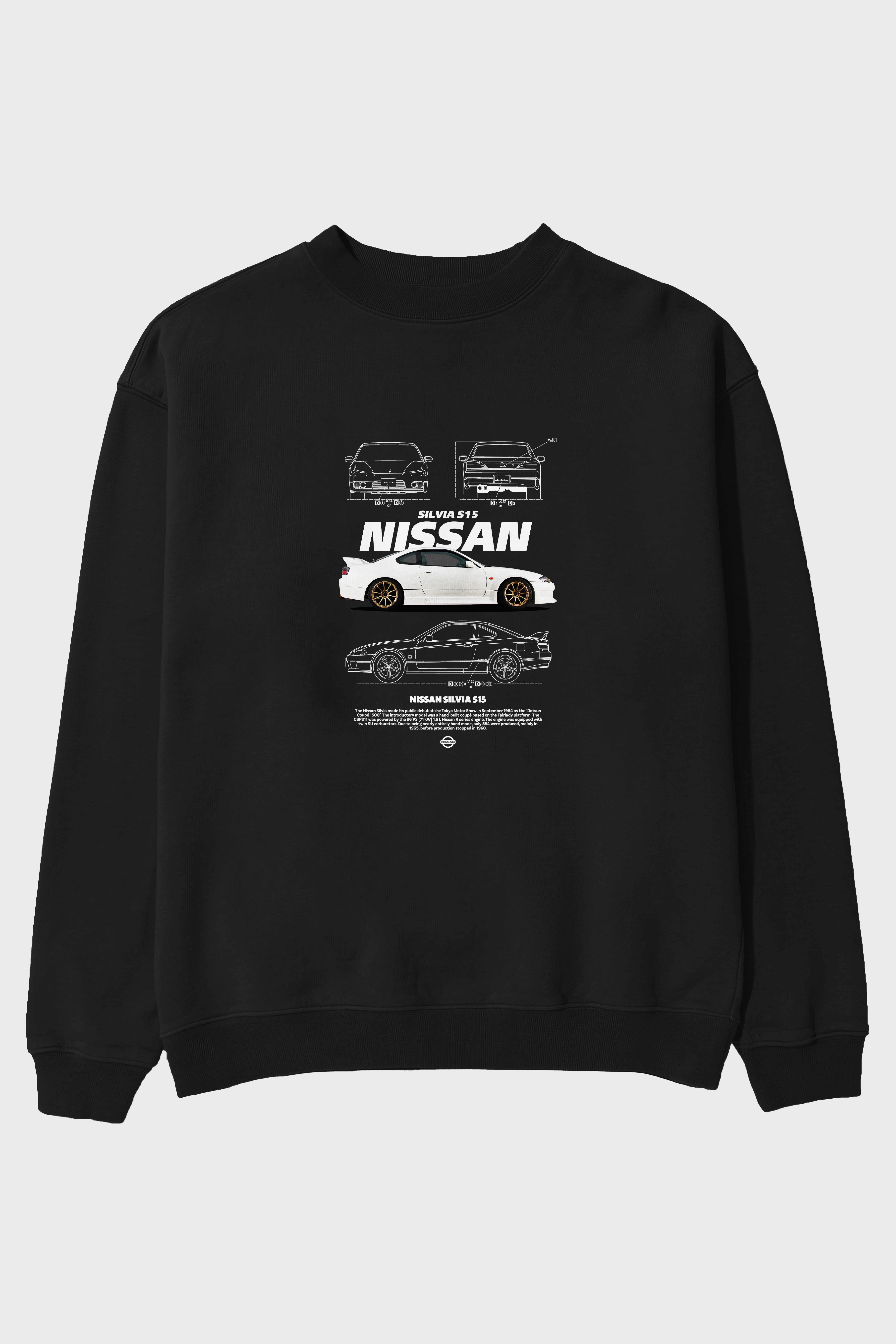 Nissan Silvia s15 Ön Baskılı Anime Oversize Sweatshirt Erkek Kadın Unisex