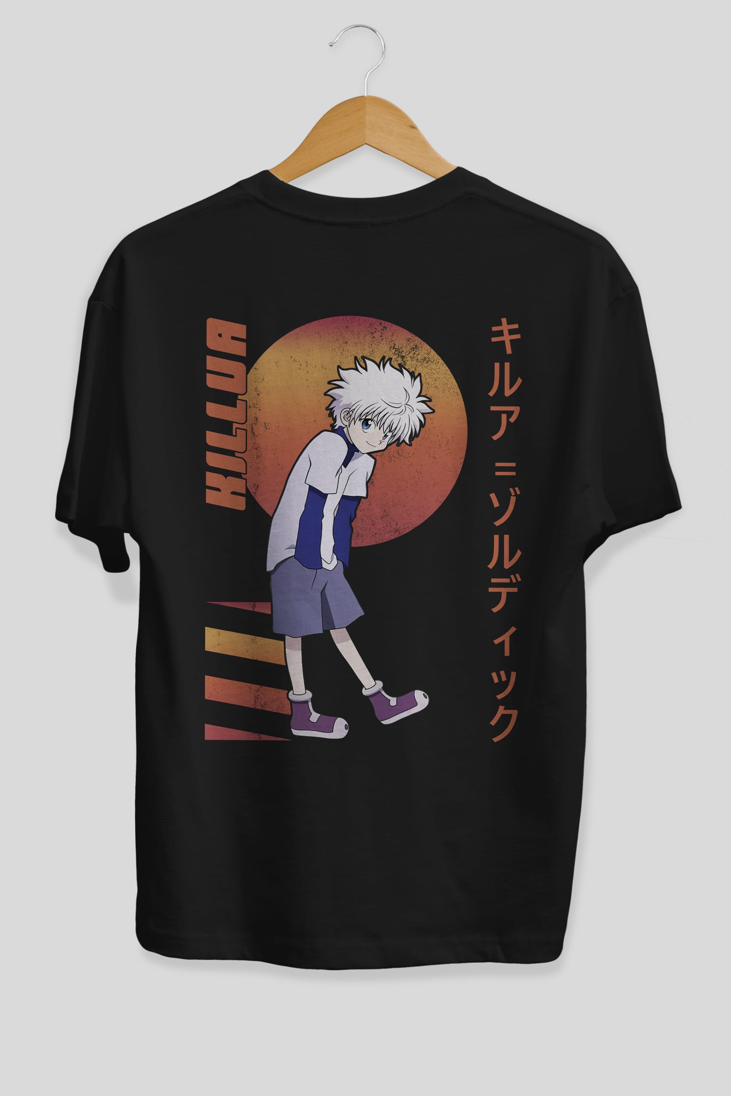 Killua Zoldyck 5 2 Anime Arka Baskılı Oversize t-shirt Erkek Kadın Unisex