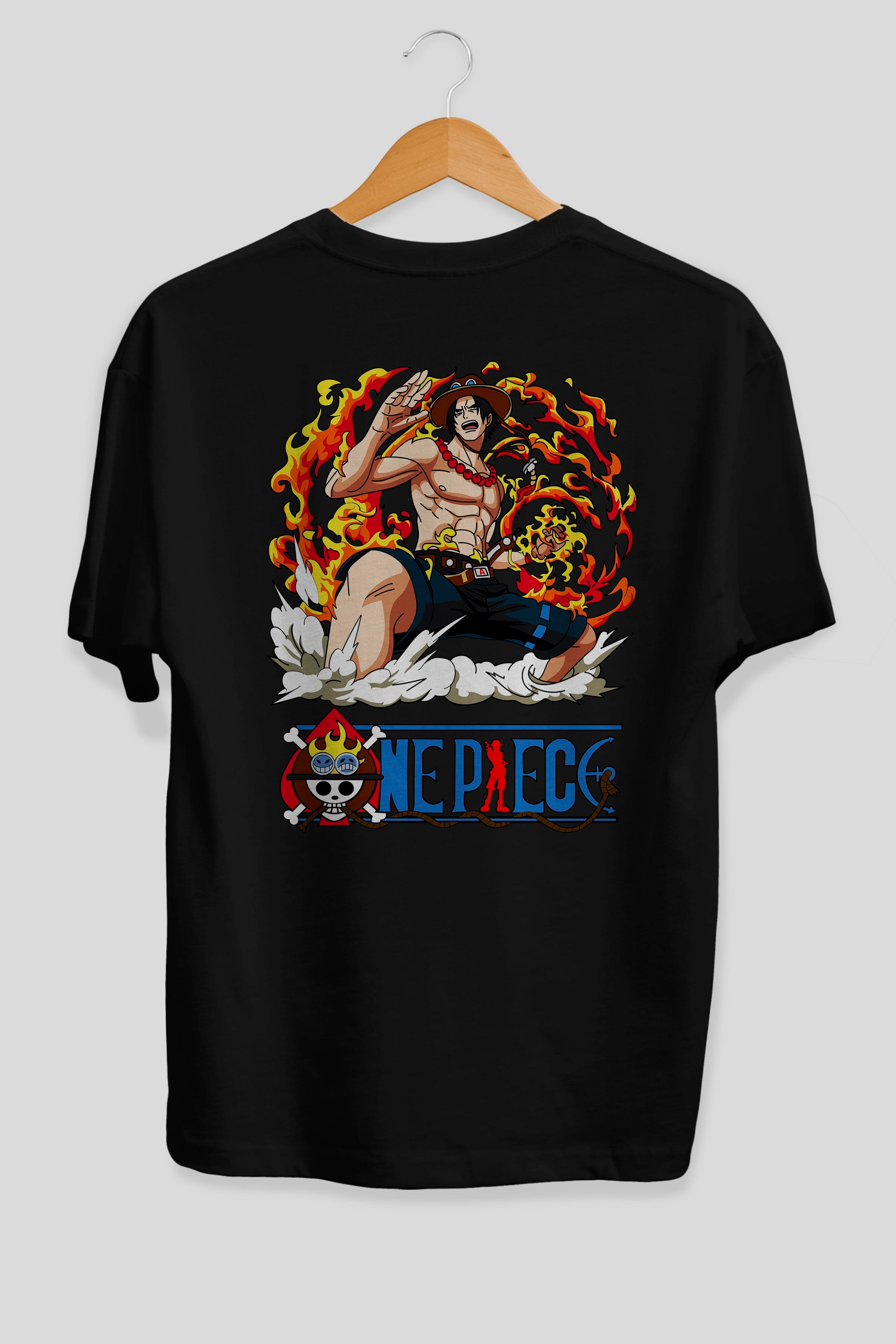 One Piece Anime Arka Baskılı Oversize t-shirt Erkek Kadın Unisex %100 pamuk tişort