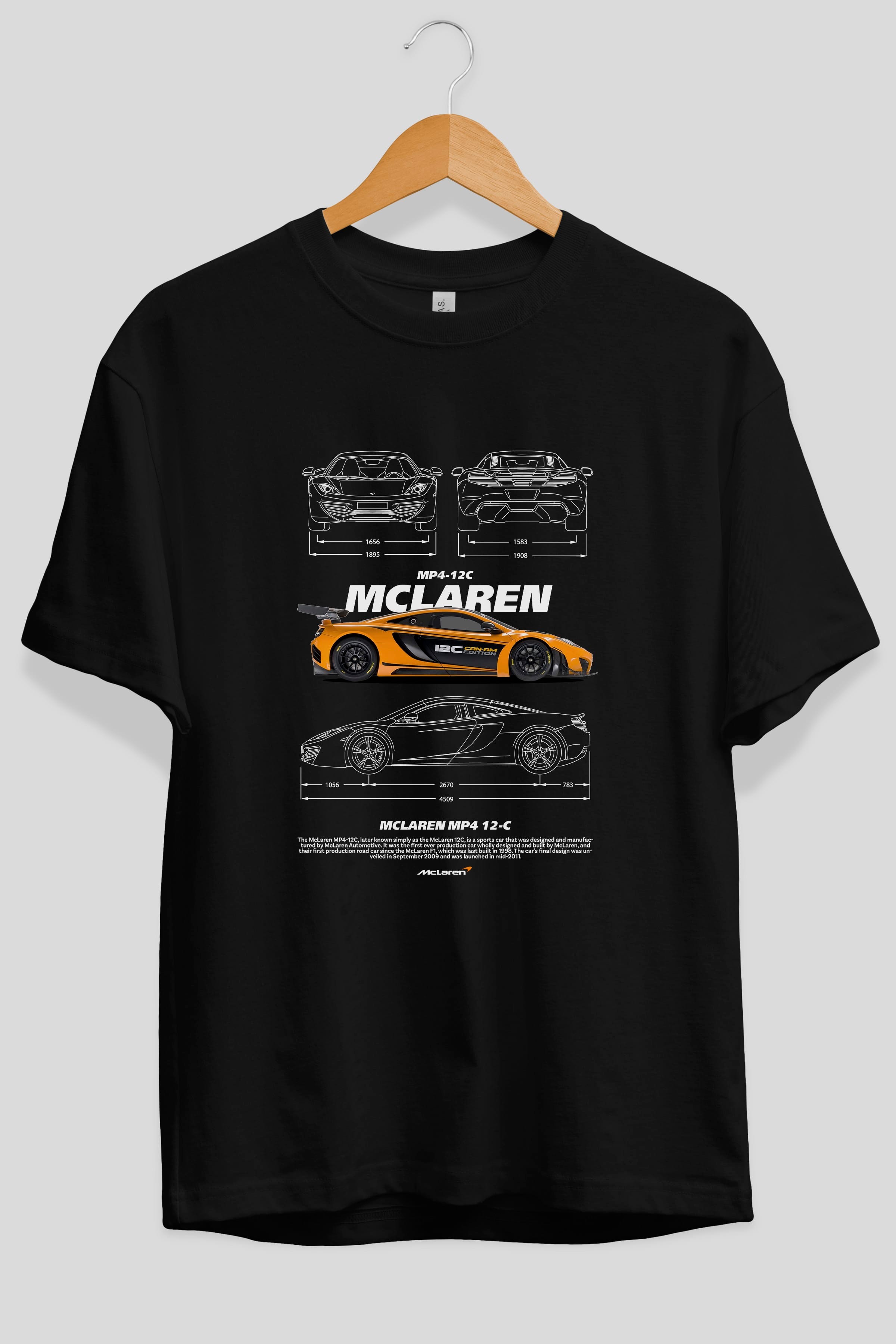 MCLAREN MP4 Ön Baskılı Oversize t-shirt Erkek Kadın Unisex %100 Pamuk Bisiklet Yaka tişort