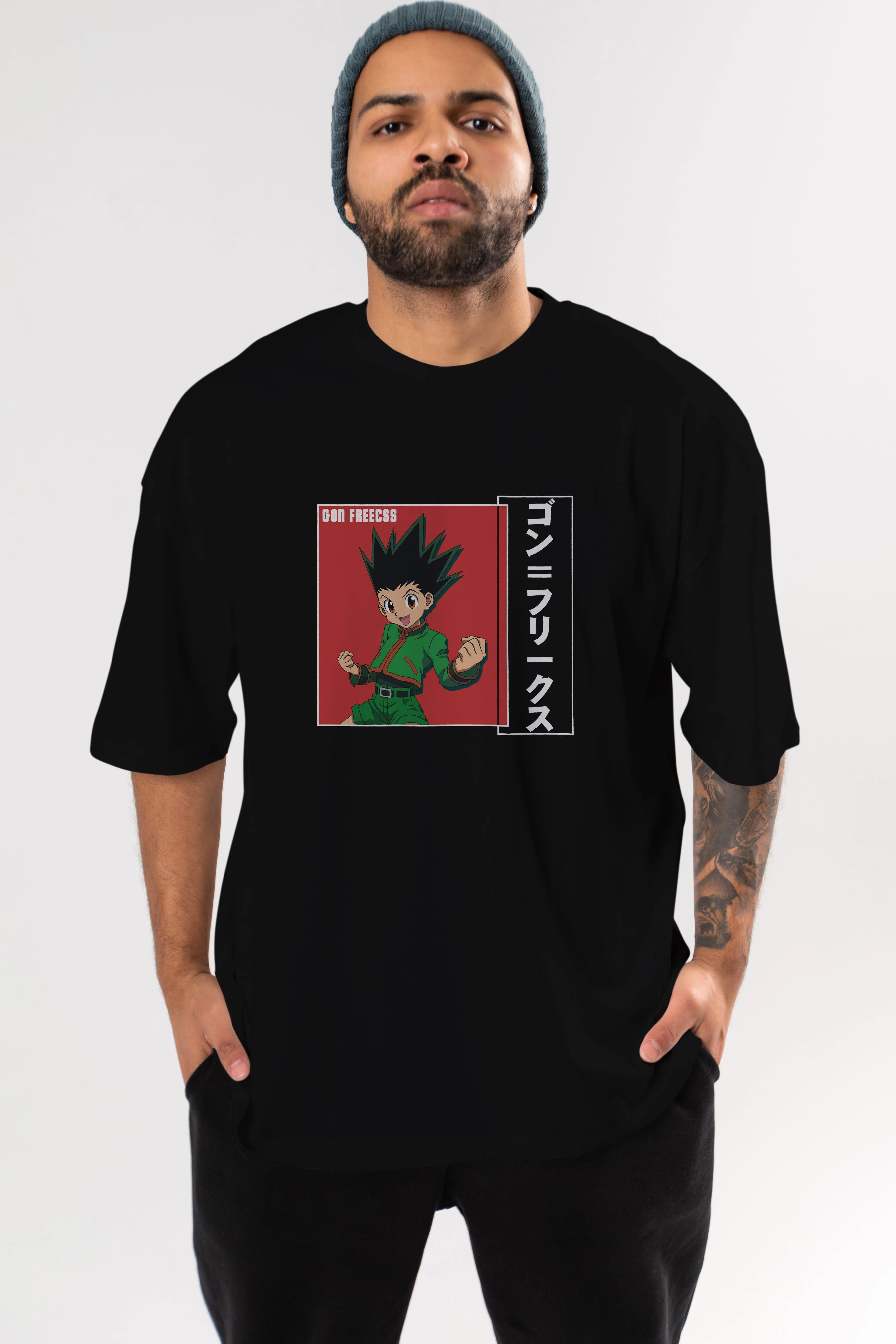 Gon Freecss HUNTER X HUNTER 5 Anime Ön Baskılı Oversize t-shirt %100 pamuk Erkek Kadın Unisex