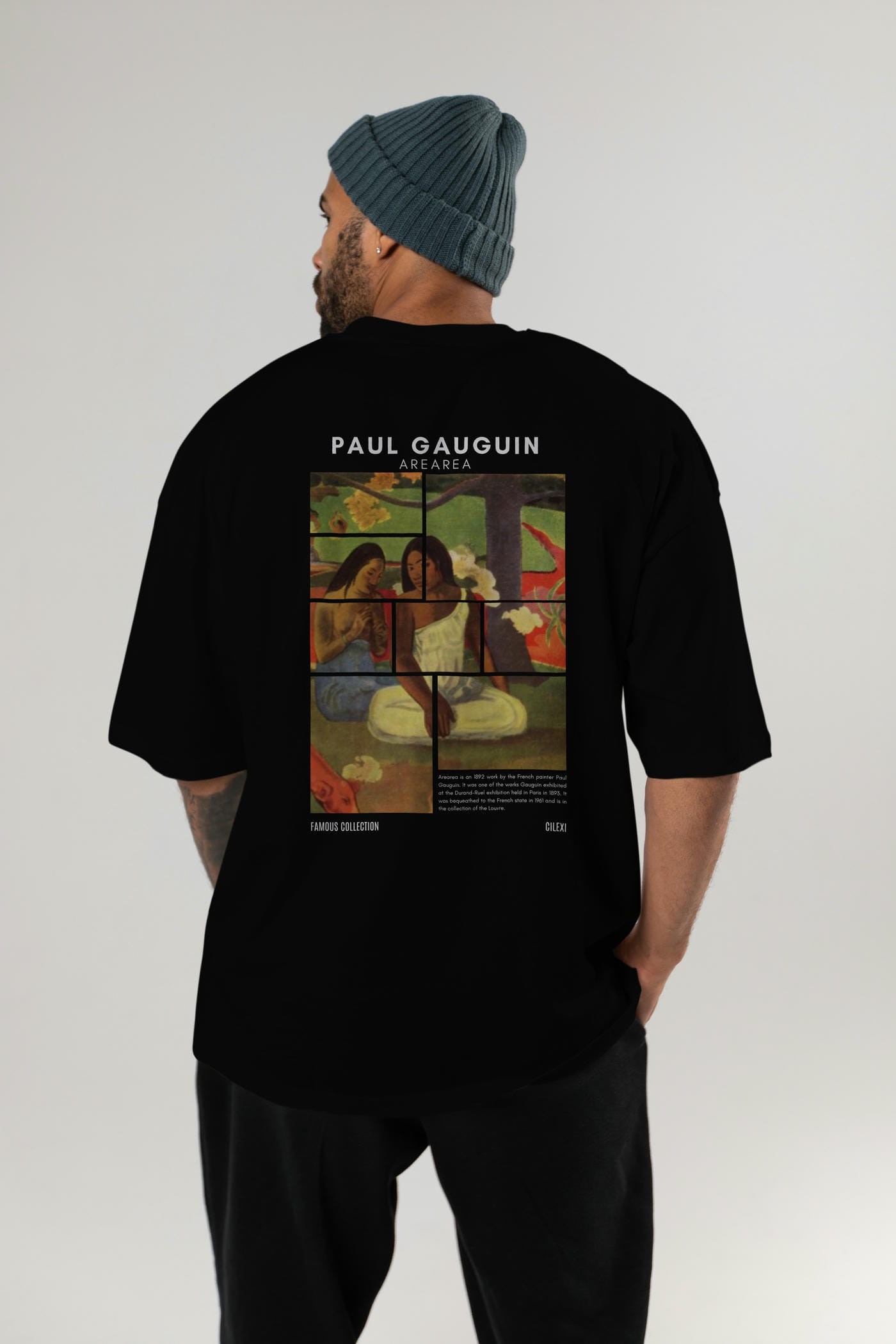 Paul Gauguin Arearea Arka Baskılı Oversize t-shirt Erkek Kadın Bisiklet Yaka Pamuk tişort