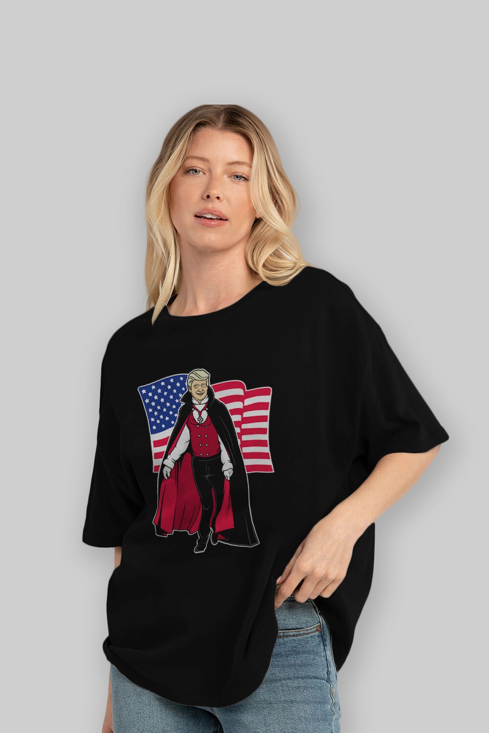 Trump Dracula Ön Baskılı Oversize t-shirt Erkek Kadın Unisex %100 Pamuk tişort
