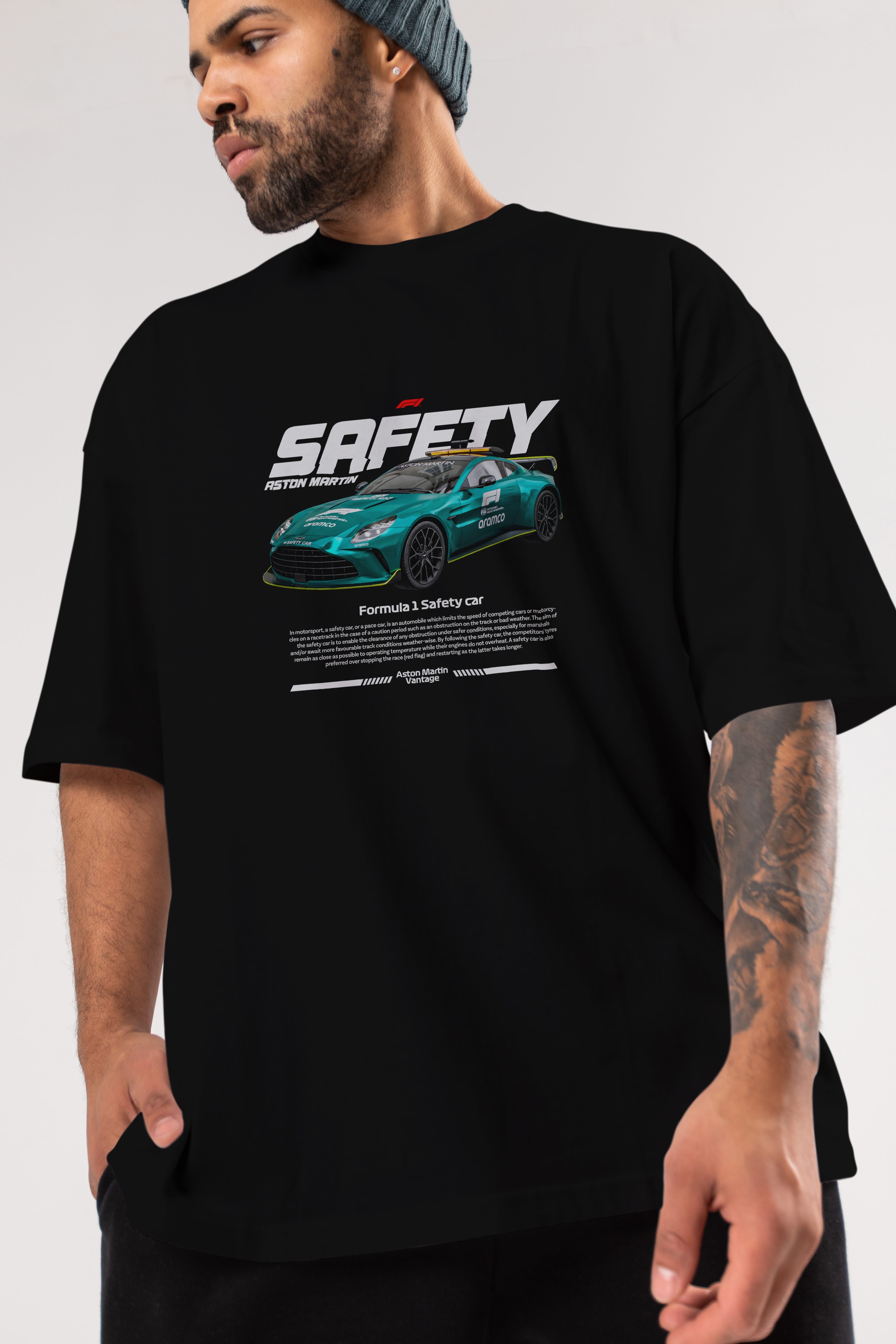 safety car f1 Ön Baskılı Oversize t-shirt Erkek Kadın Unisex %100 Pamuk Bisiklet Yaka tişort