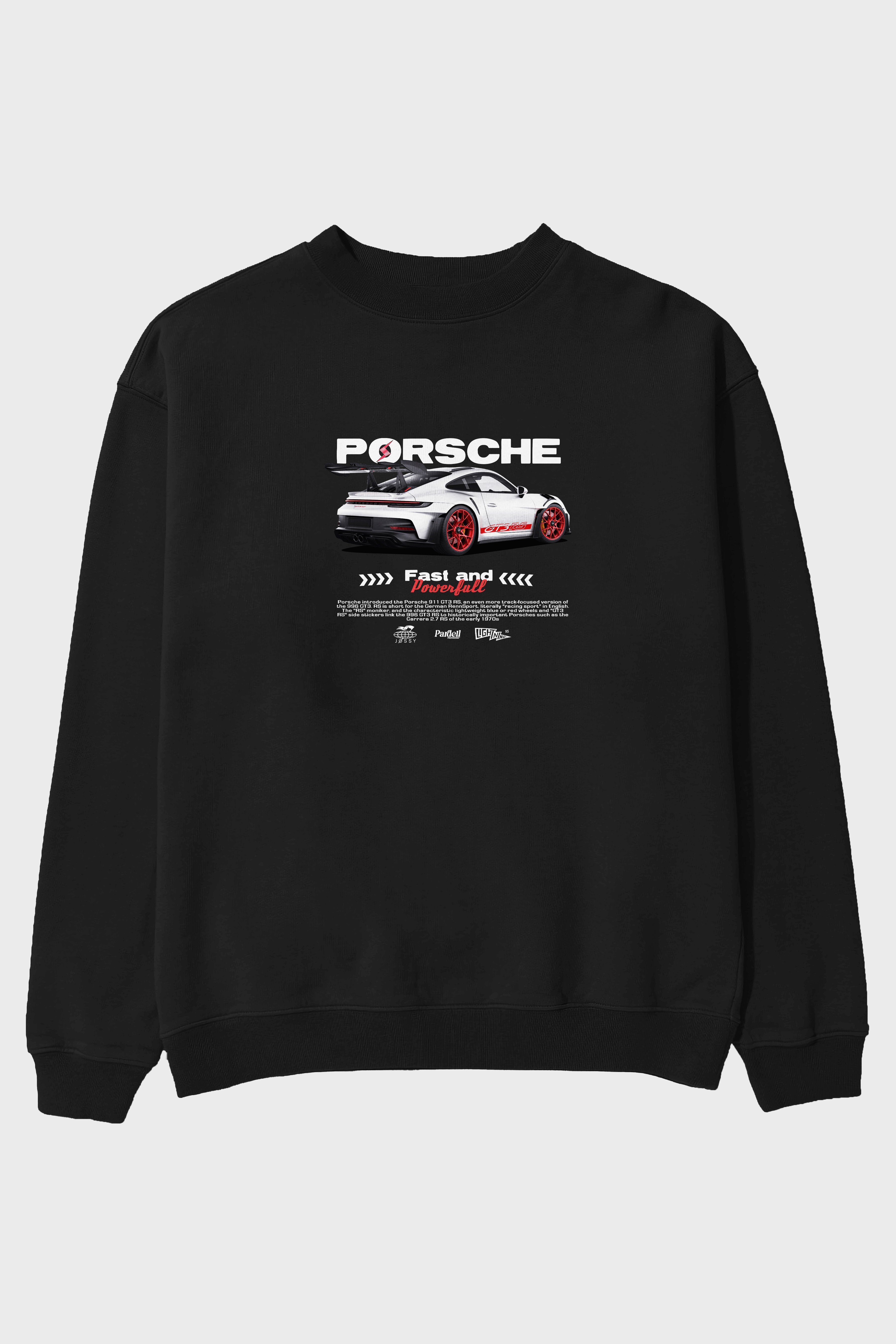 PORSCHE 911 2024 Ön Baskılı Anime Oversize Sweatshirt Erkek Kadın Unisex