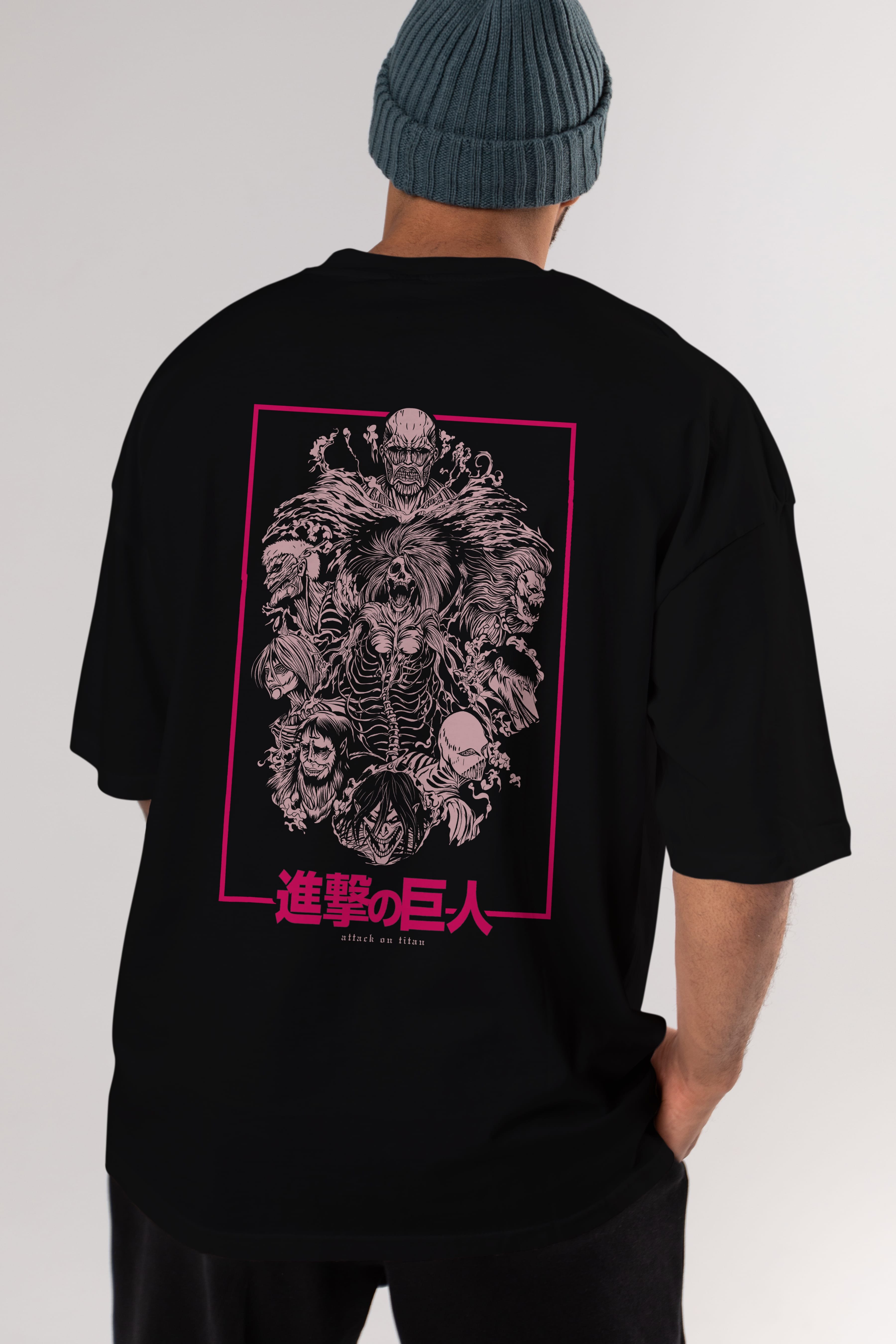 ATTACK ON TITANS Anime Arka Baskılı Oversize t-shirt Erkek Kadın Unisex