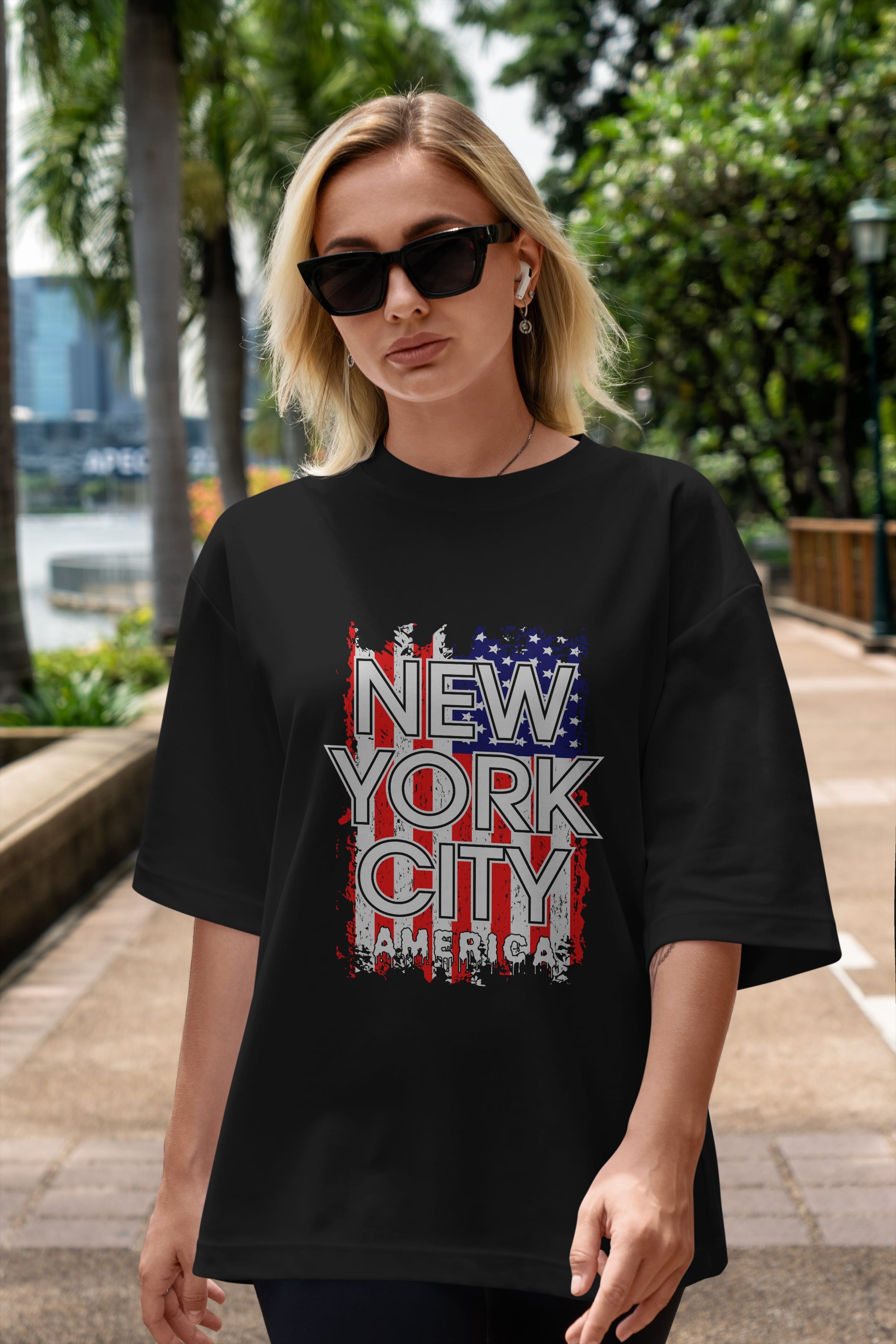 New York City 2 Ön Baskılı Oversize t-shirt Erkek Kadın Unisex