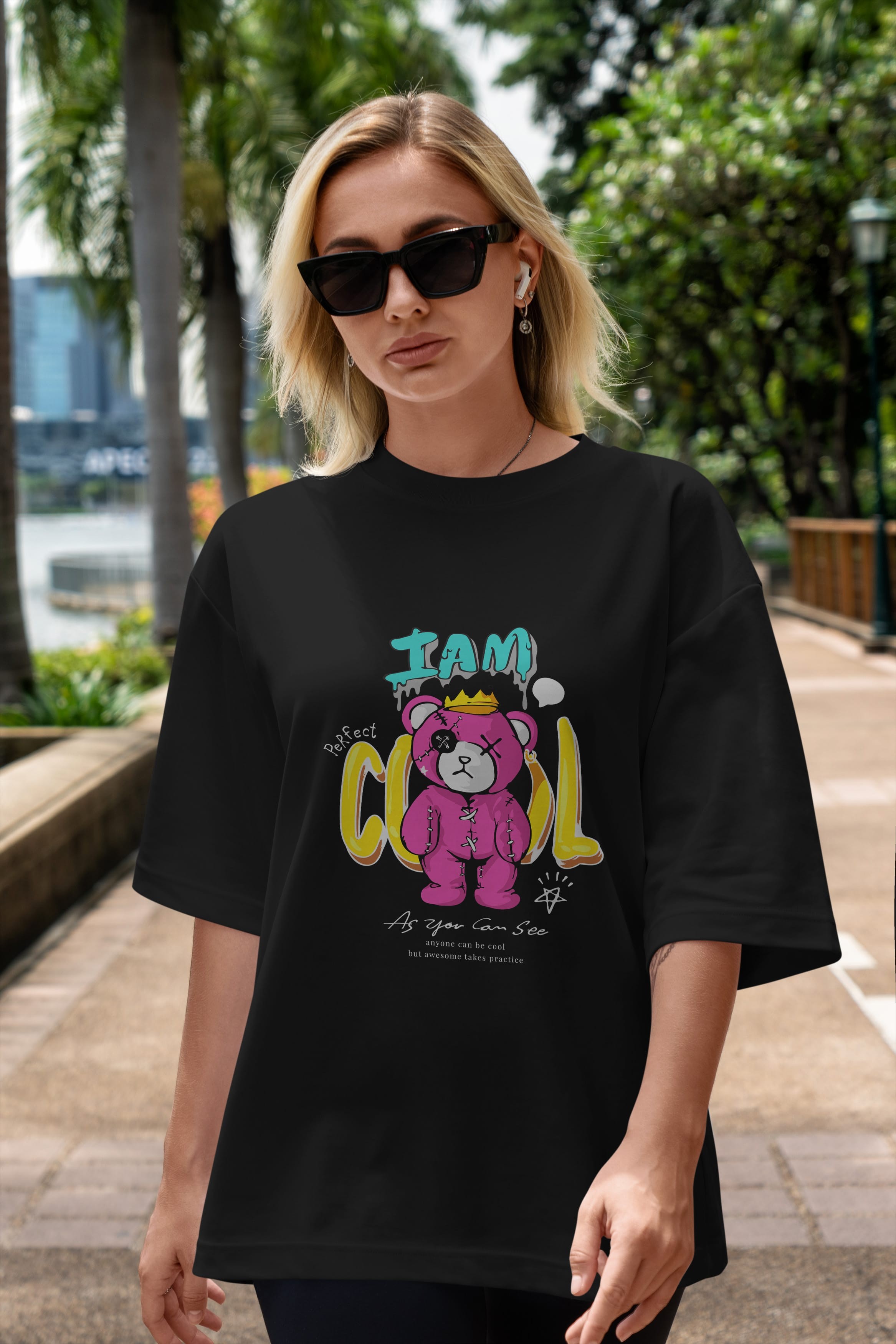 I am Cool Bear Ön Baskılı Oversize t-shirt Erkek Kadın Unisex