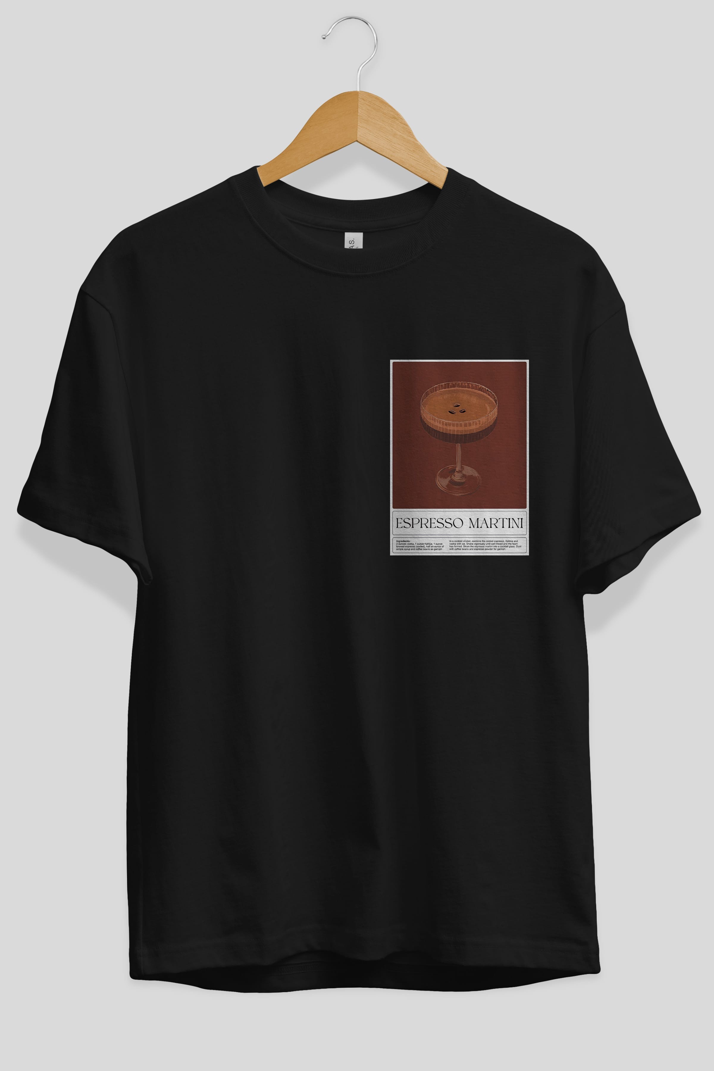 Espresso Martini Ön Sol Baskılı Oversize t-shirt Erkek Kadın Unisex %100 Pamuk Bisiklet Yaka tişort