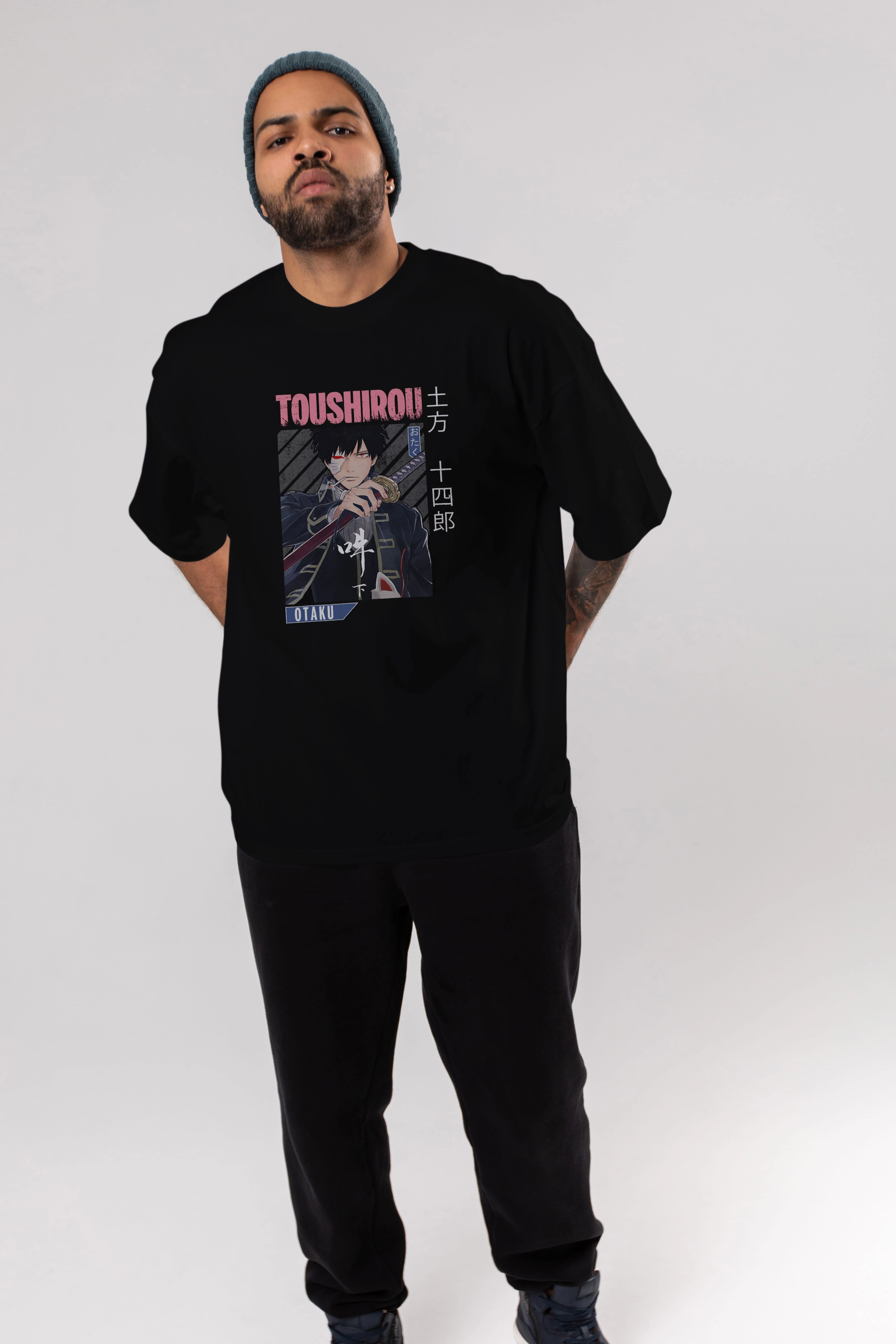 Toushirou Hijikata 1 Anime Ön Baskılı Oversize t-shirt %100 pamuk Erkek Kadın Unisex