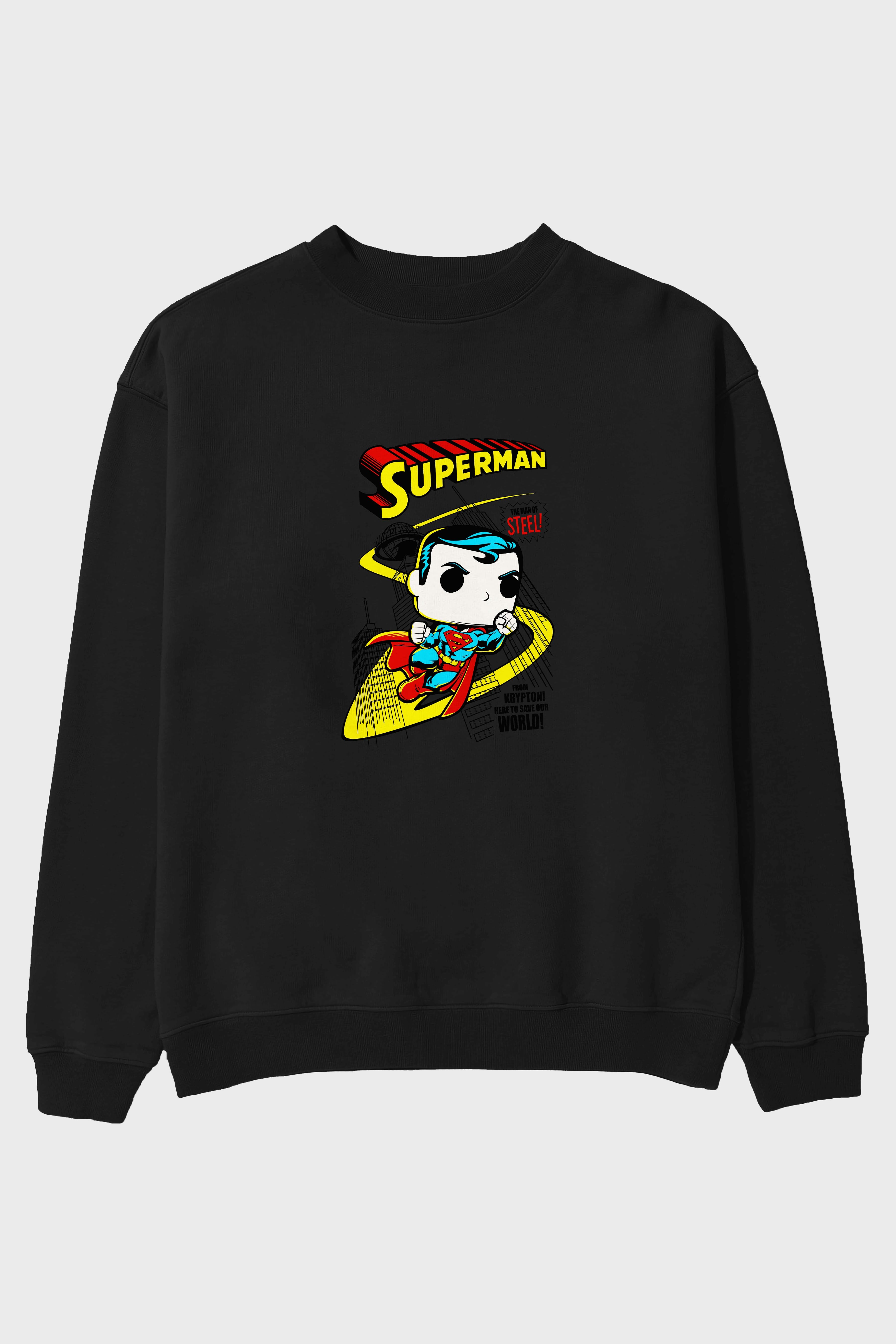 Superman (2) Ön Baskılı Oversize Sweatshirt Erkek Kadın Unisex