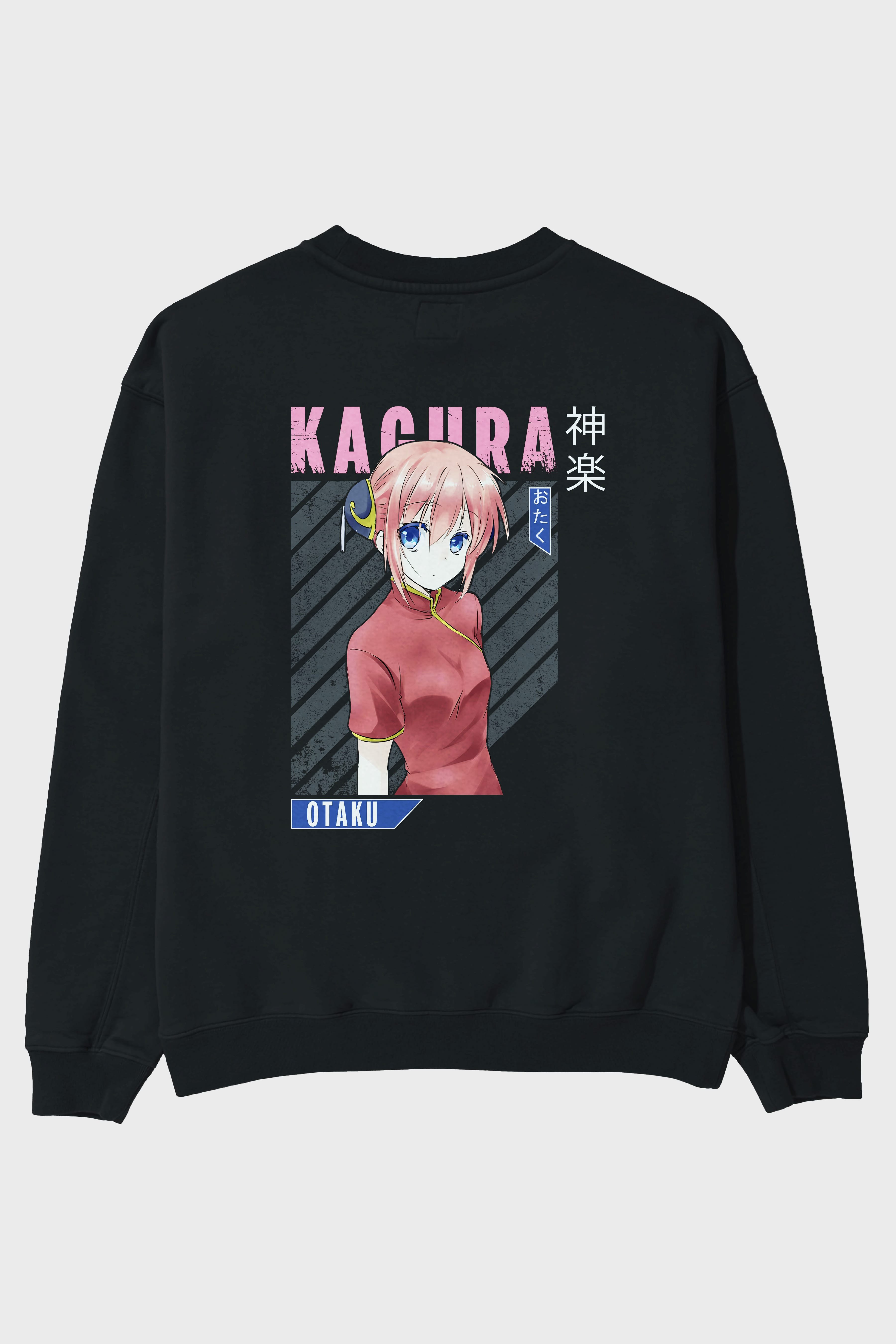 Kagura GINTAMA Anime Arka Baskılı Oversize Sweatshirt Erkek Kadın Unisex