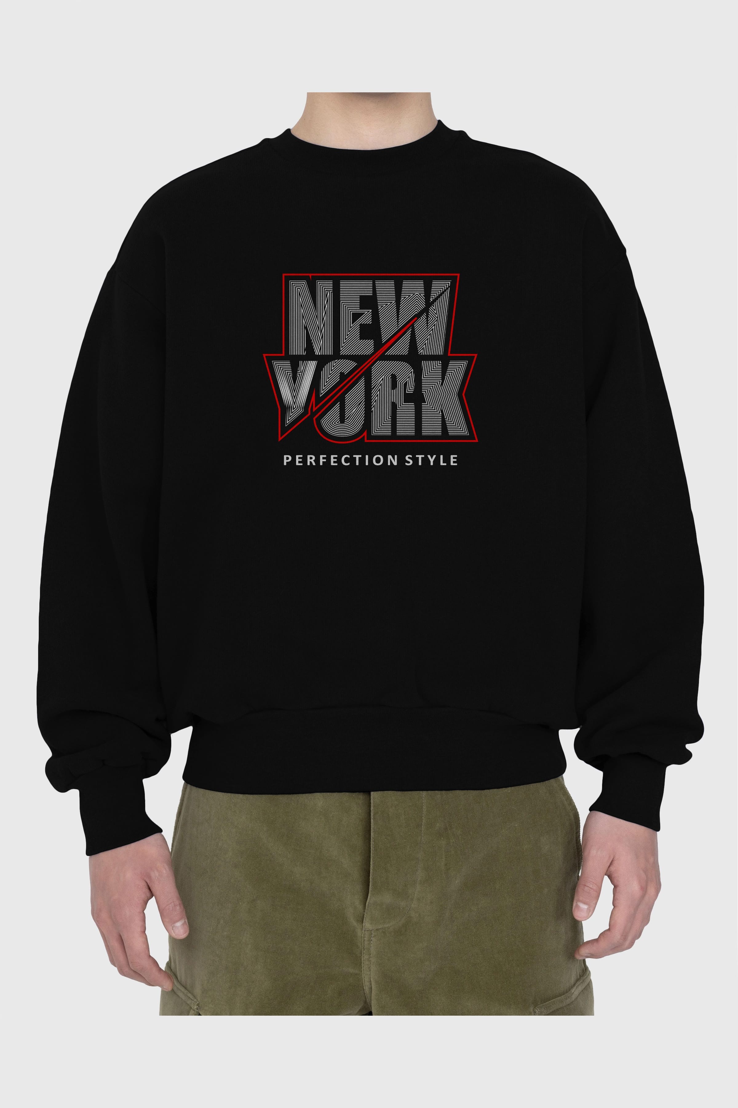 New York Perfection Style Ön Baskılı Oversize Sweatshirt Erkek Kadın Unisex