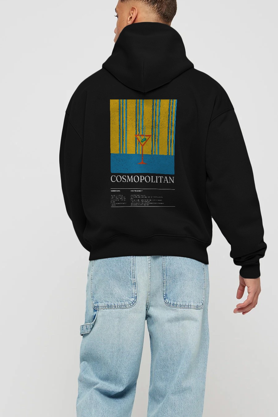 Cosmopolitan Kokteyl Arka Baskılı Hoodie Oversize Kapüşonlu Sweatshirt Erkek Kadın