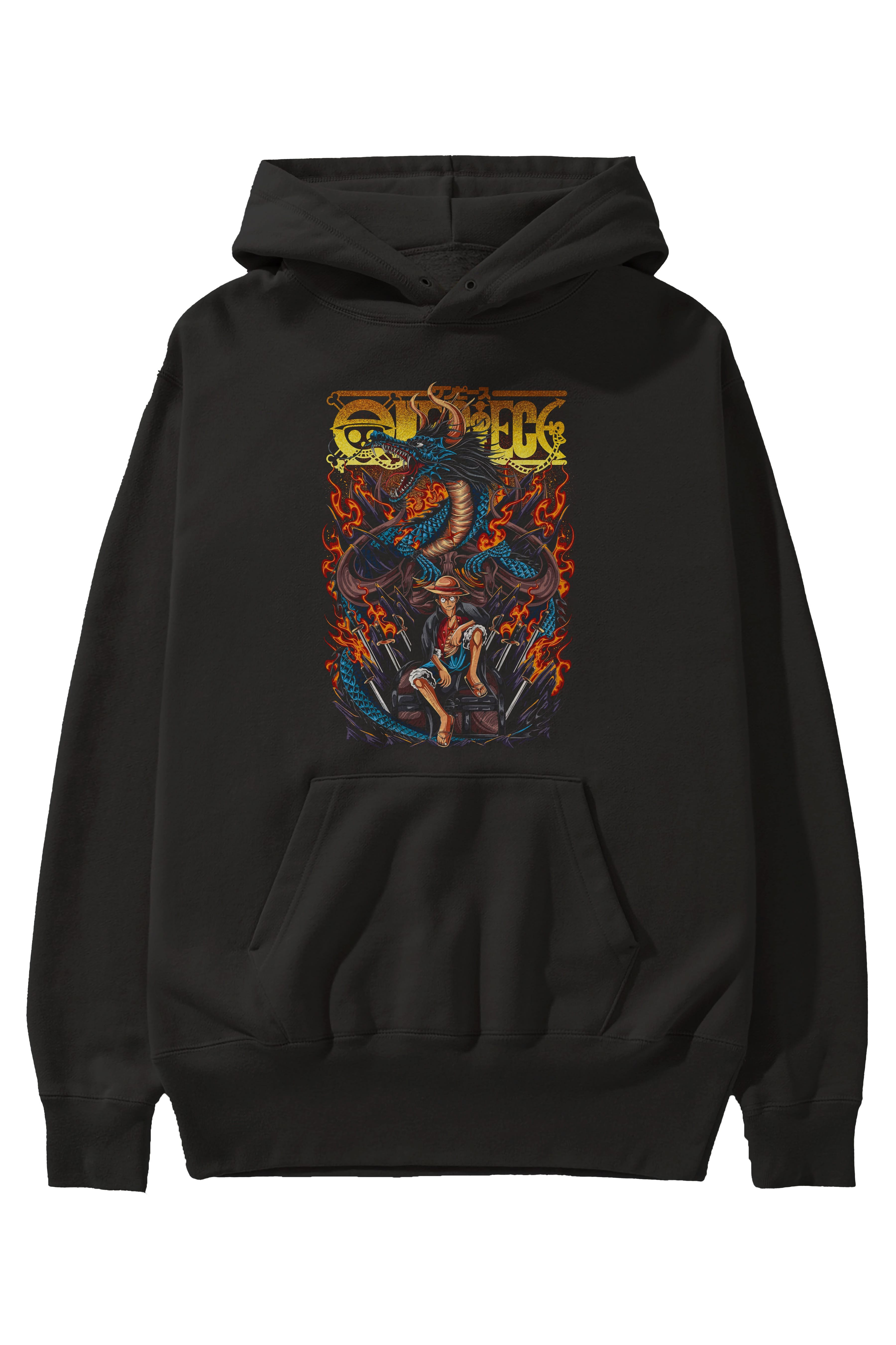 MONKEY D. LUFF-ONE PIECE Anime Ön Baskılı Hoodie Oversize Kapüşonlu Sweatshirt Erkek Kadın Unisex