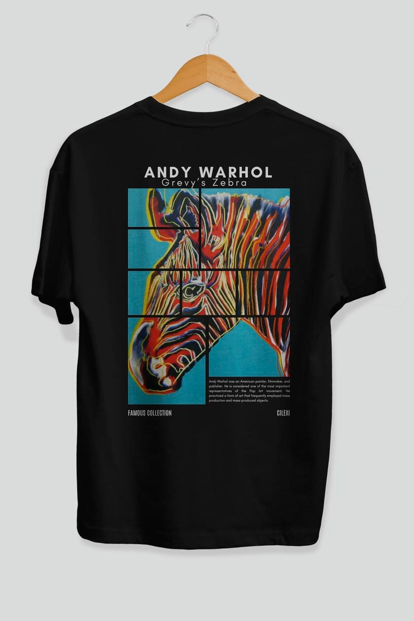 Andy Warhol Arka Baskılı Oversize t-shirt Erkek Kadın Bisiklet Yaka Pamuk tişort