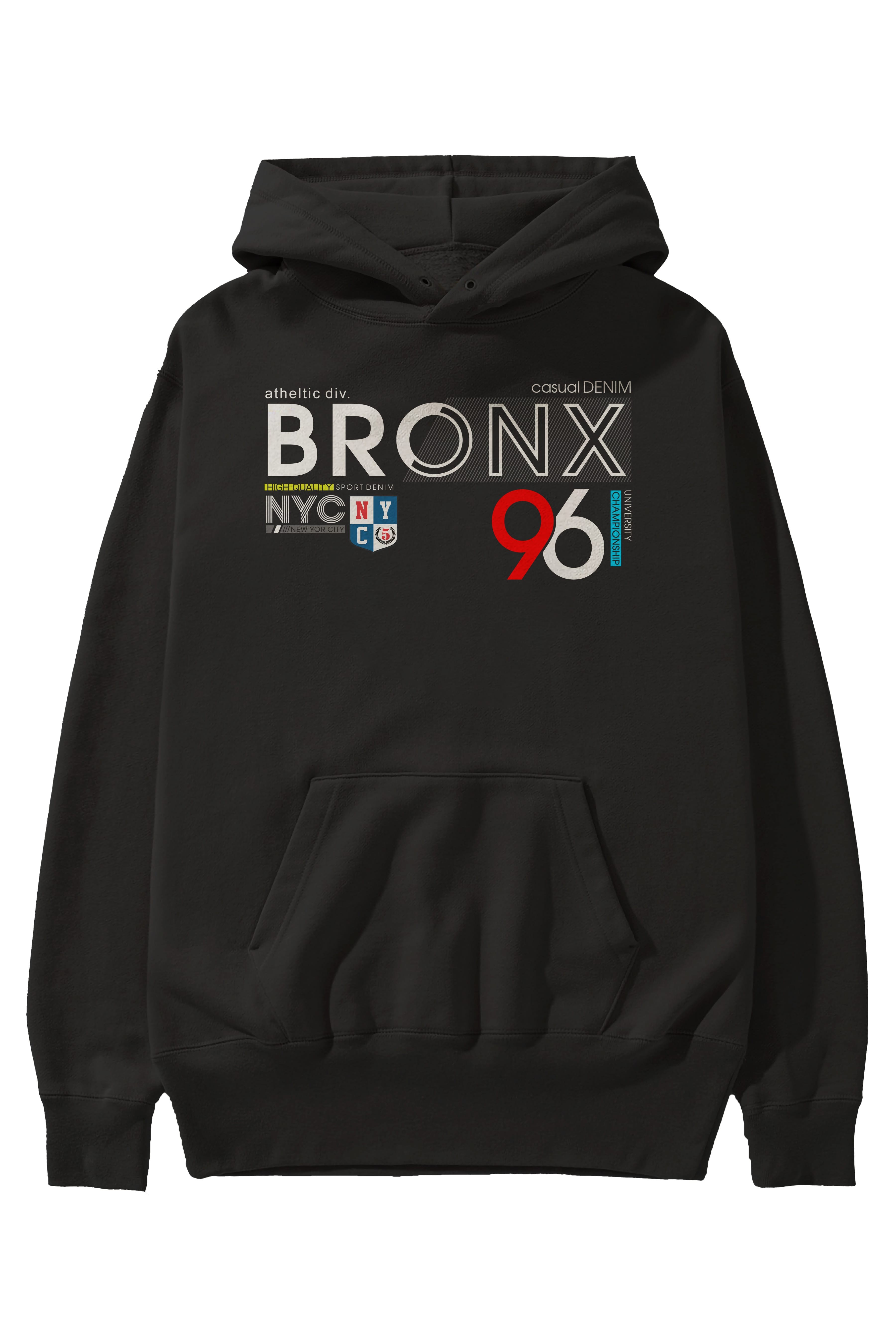 Bronx 96 Ön Baskılı Oversize Hoodie Kapüşonlu Sweatshirt Erkek Kadın Unisex