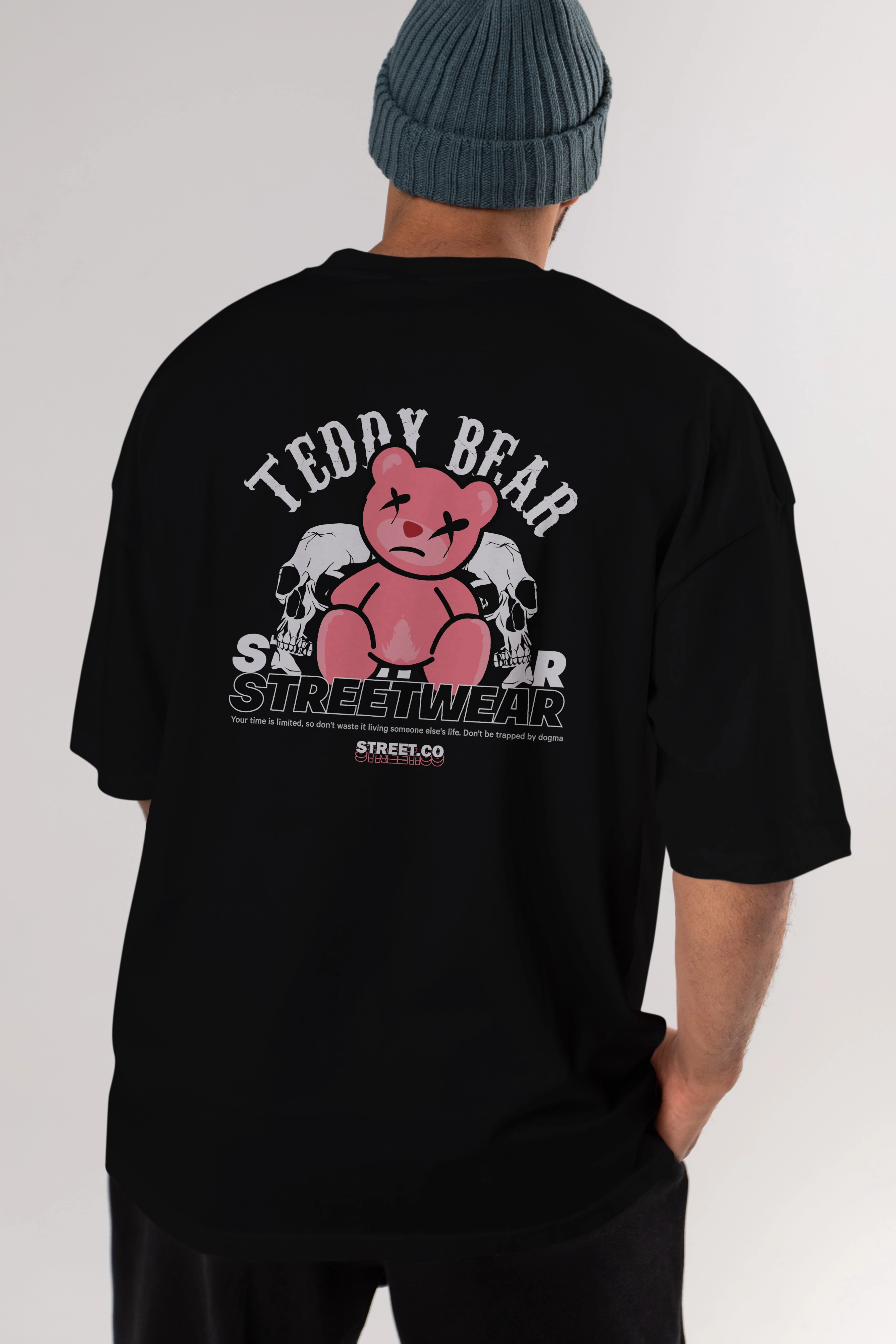 Teddy Bear Streetwear 2 Arka Baskılı Oversize t-shirt Erkek Kadın Unisex