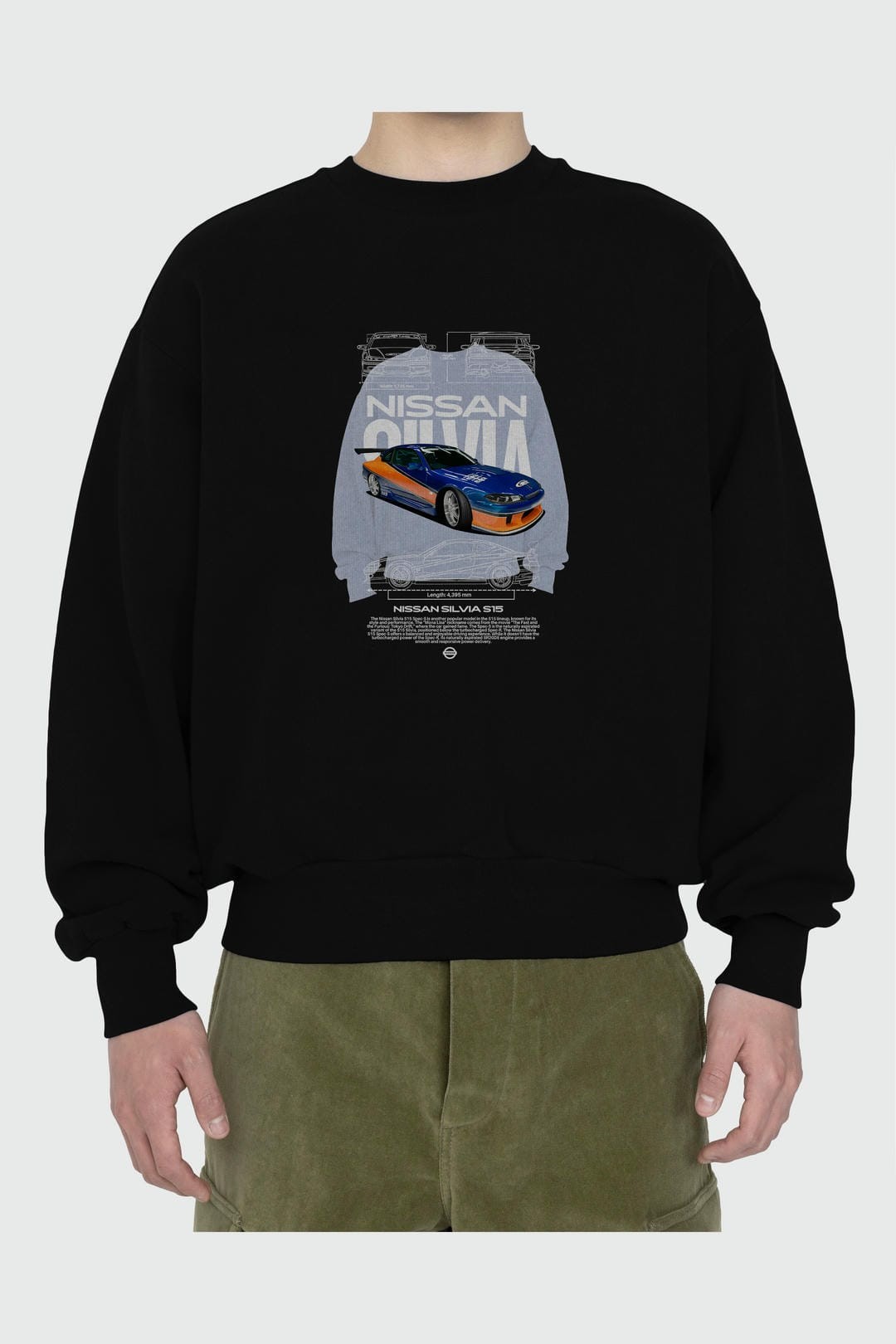 nissan silvia 3 Ön Baskılı Anime Oversize Sweatshirt Erkek Kadın Unisex