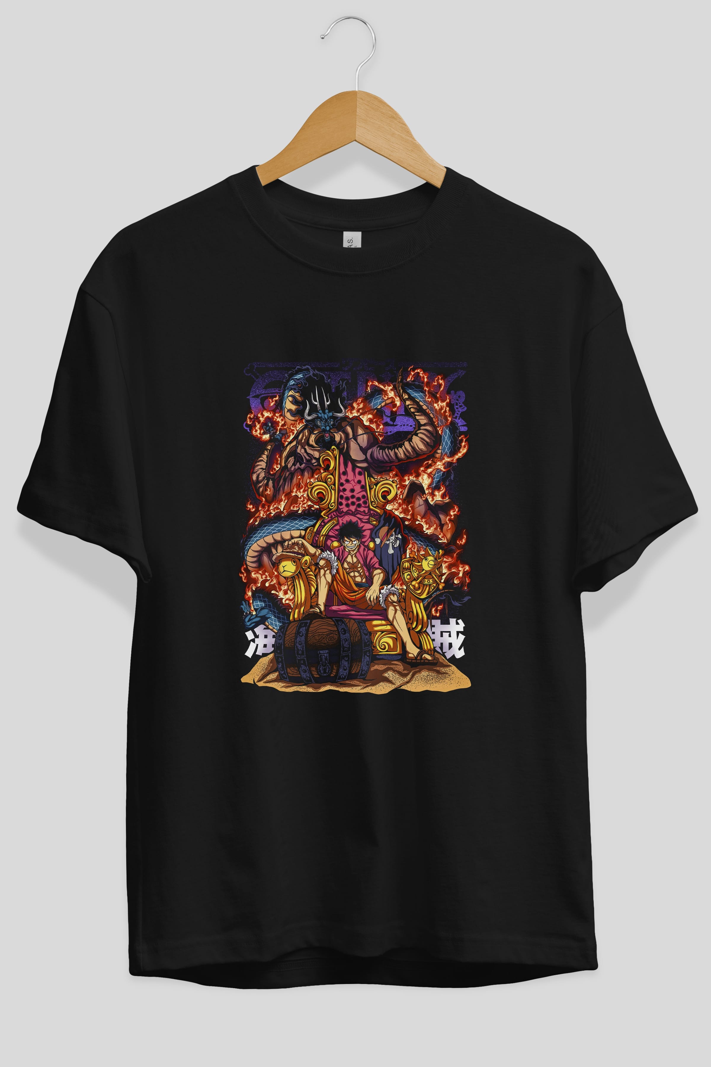 MONKEY D. LUFFY 1 Anime Ön Baskılı Oversize t-shirt %100 pamuk Erkek Kadın Unisex