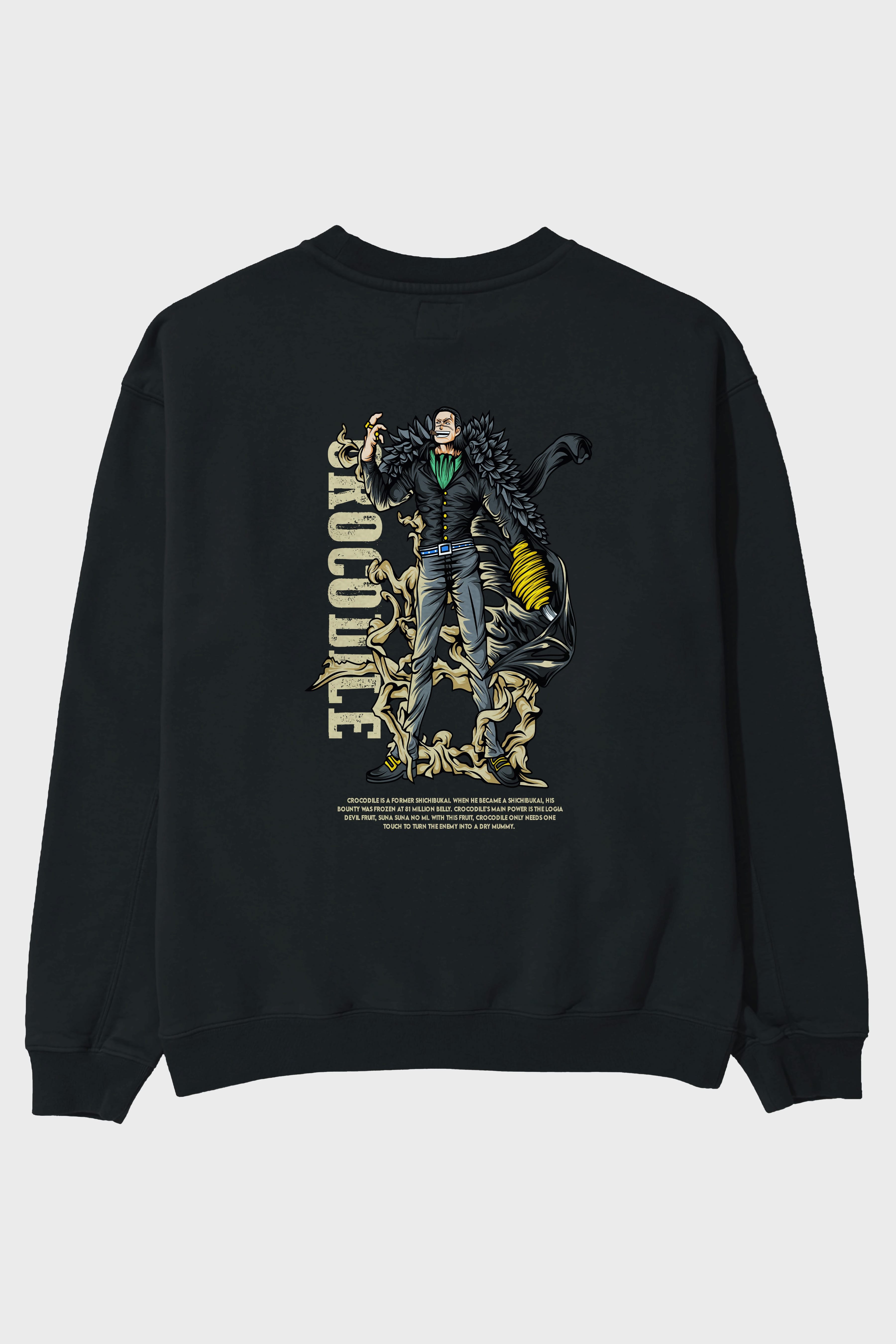 Crocodile Anime Arka Baskılı Oversize Sweatshirt Erkek Kadın Unisex