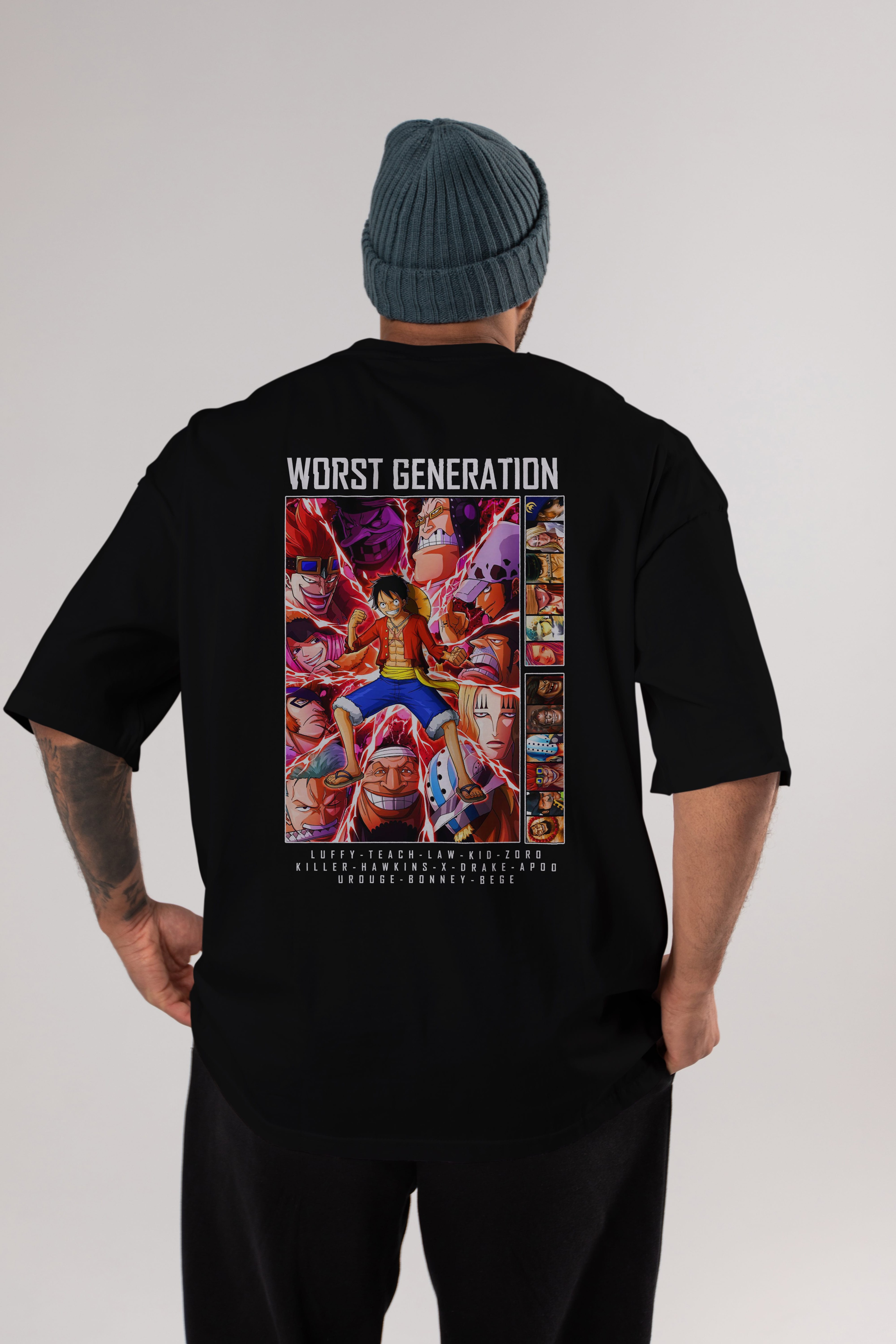 Worst Generation Anime Arka Baskılı Oversize t-shirt Erkek Kadın Unisex %100 pamuk tişort