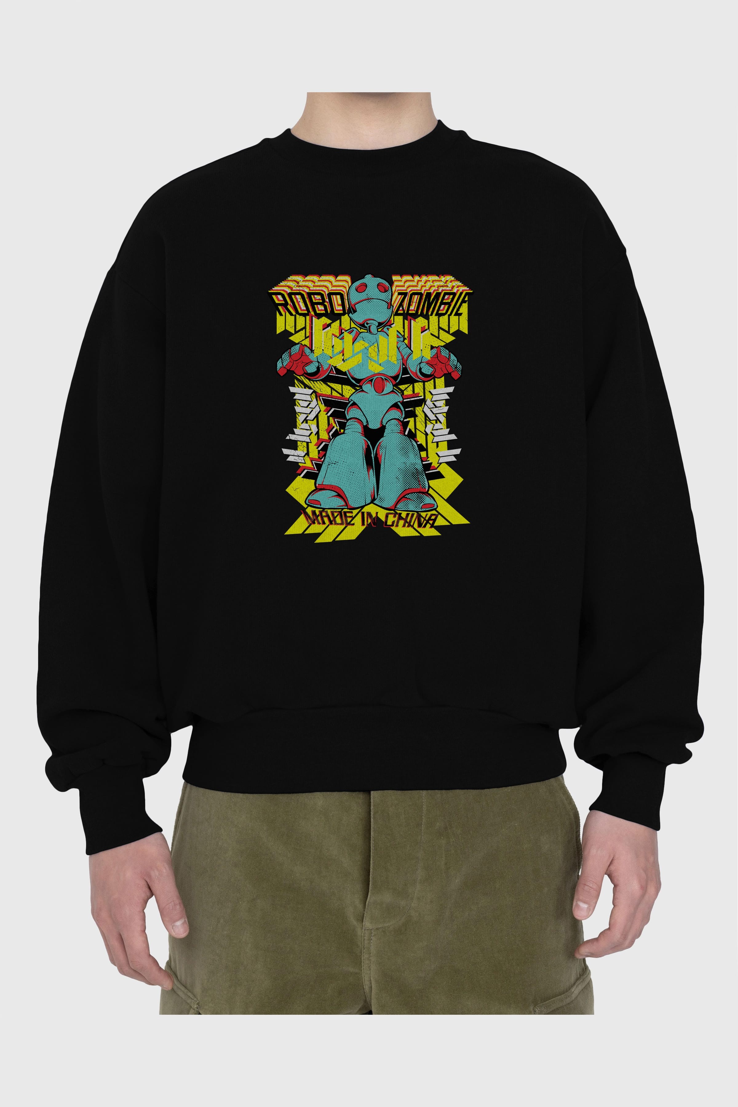 Robo Zombie Ön Baskılı Oversize Sweatshirt Erkek Kadın Unisex