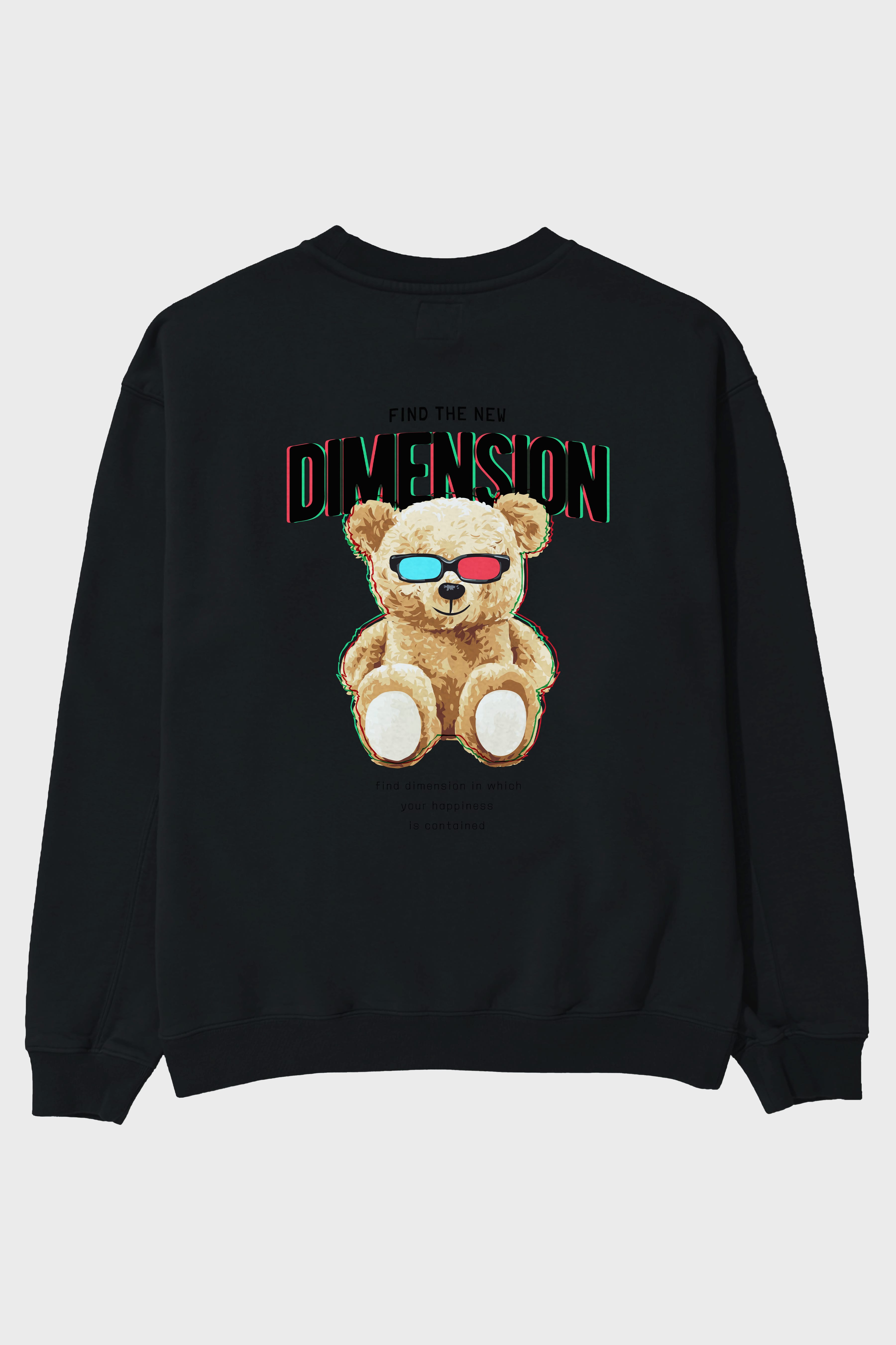 Teddy Bear Dimension Arka Baskılı Oversize Sweatshirt Erkek Kadın Unisex