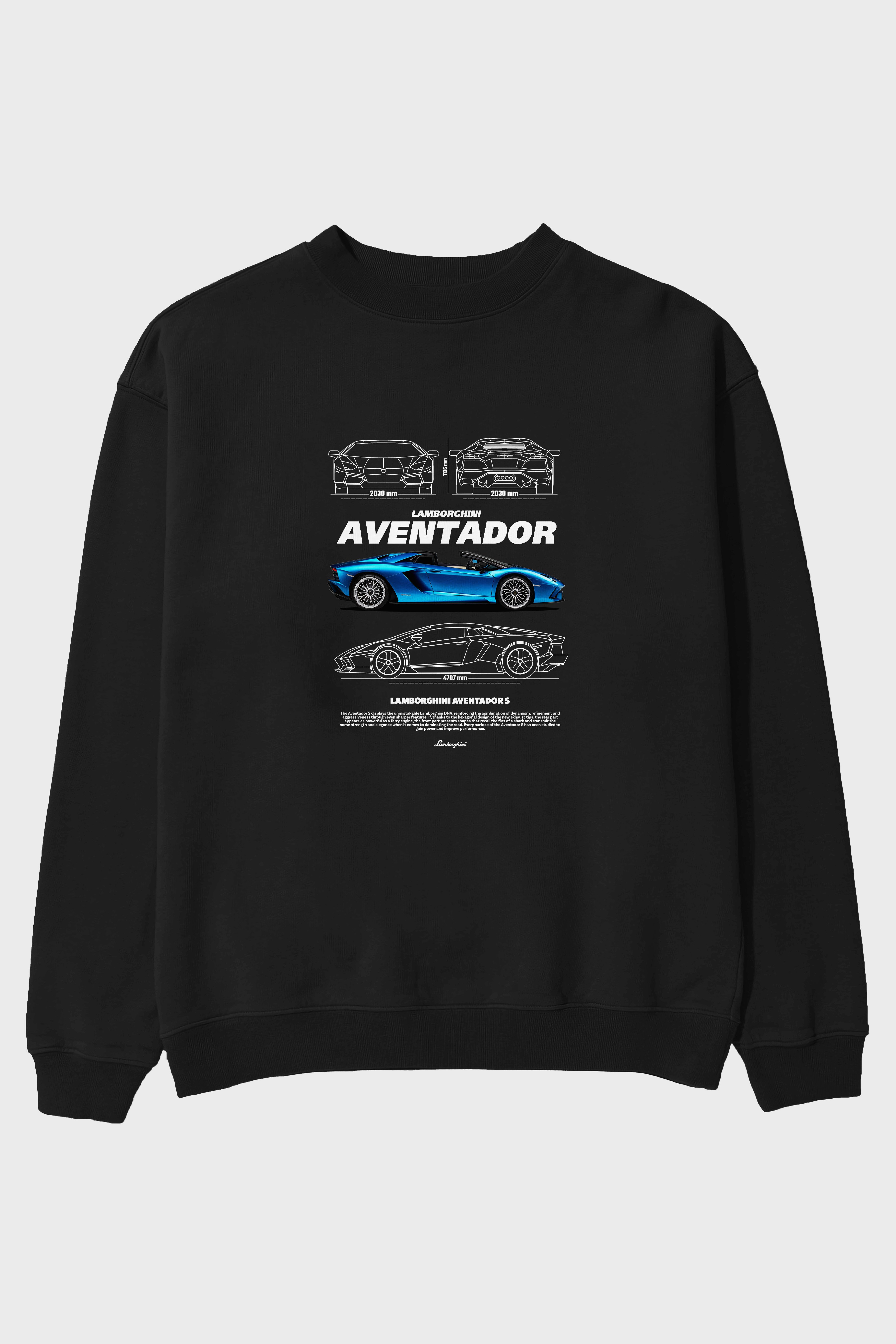 Lamborghini AVENTADOR S Ön Baskılı Anime Oversize Sweatshirt Erkek Kadın Unisex