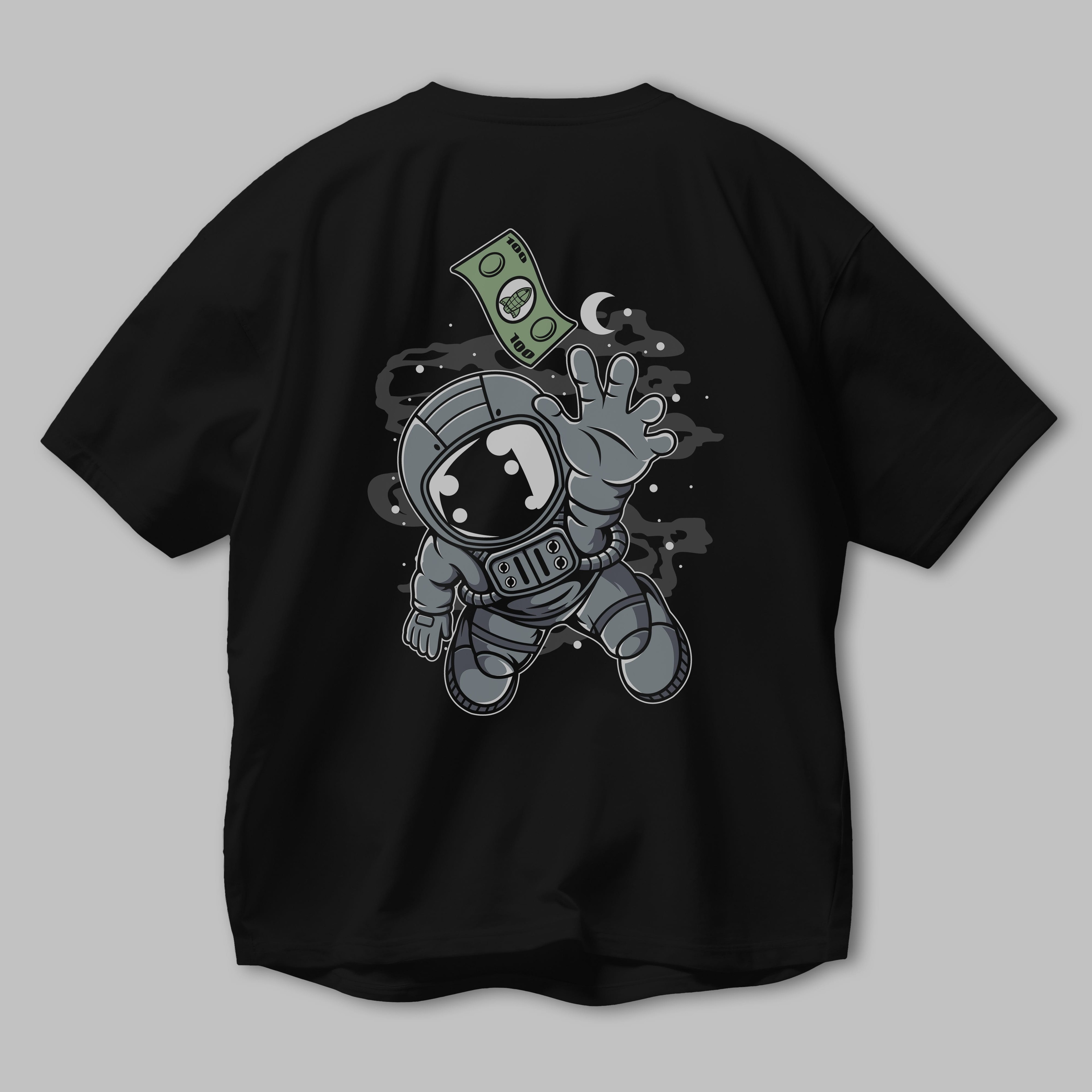 Astronaut Dollar Arka Baskılı Oversize t-shirt Erkek Kadın Unisex