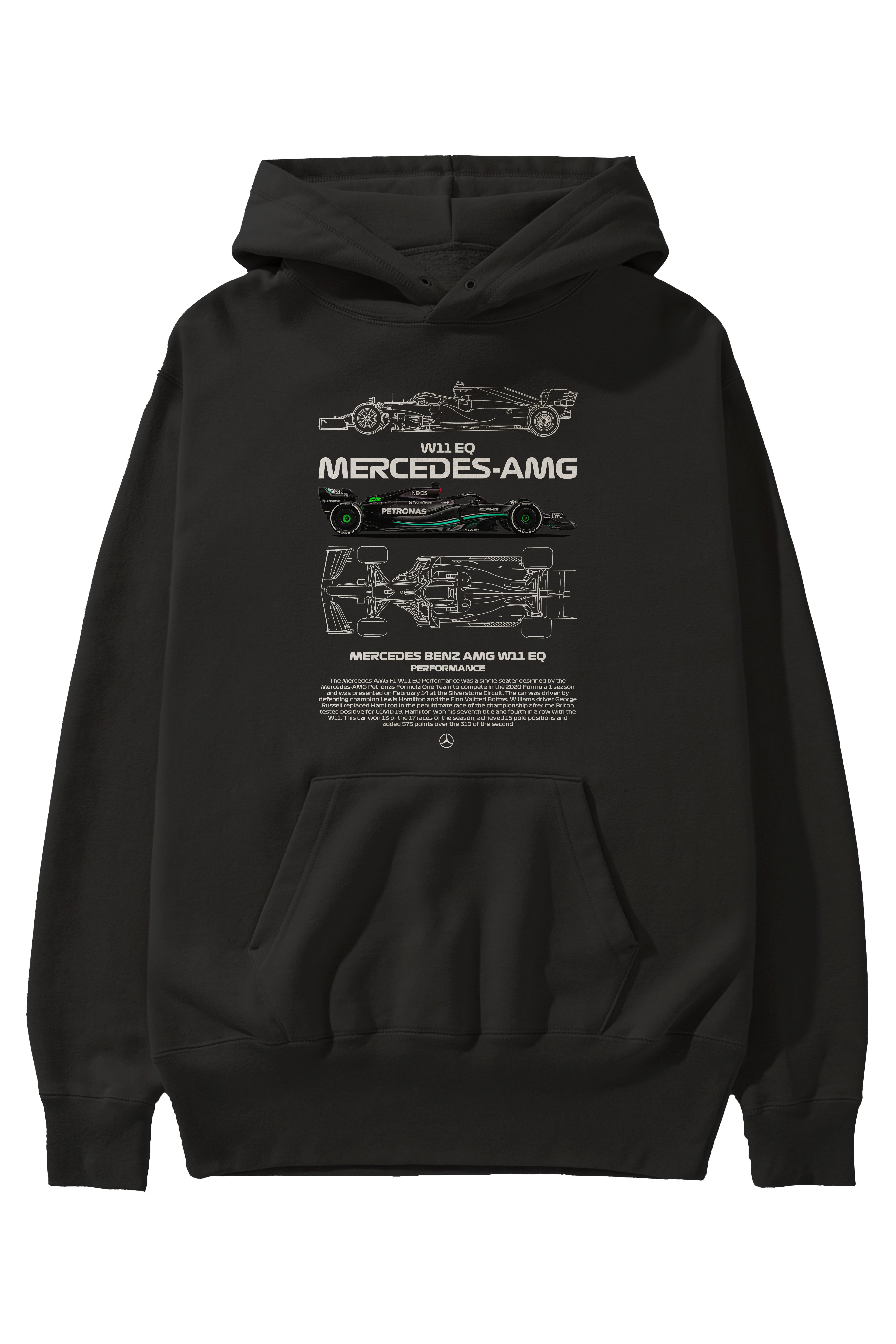 mercedes benz amg w11 FORMULA 1 Ön Baskılı Hoodie Oversize Kapüşonlu Sweatshirt Erkek Kadın Unisex