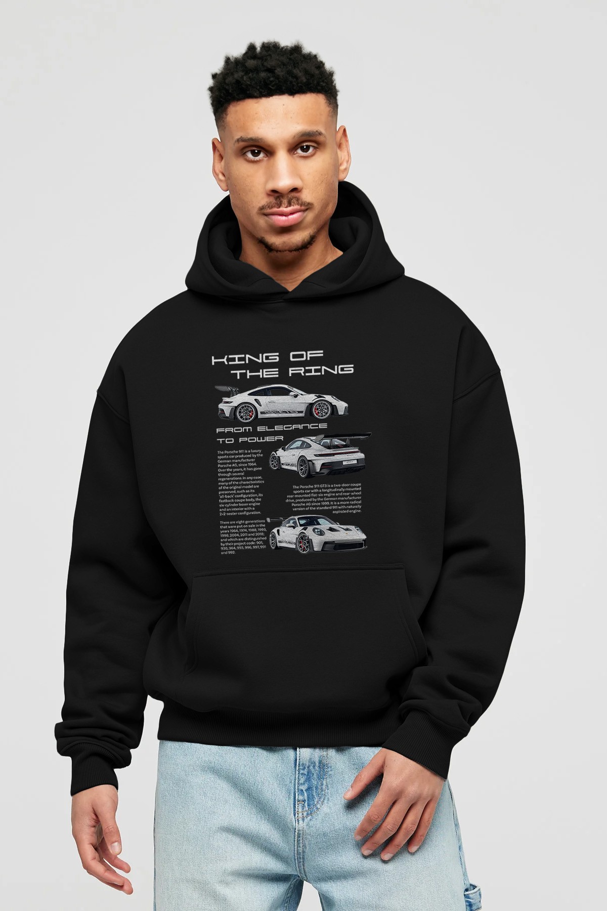 PORSCHE 911 KING Ön Baskılı Hoodie Oversize Kapüşonlu Sweatshirt Erkek Kadın Unisex