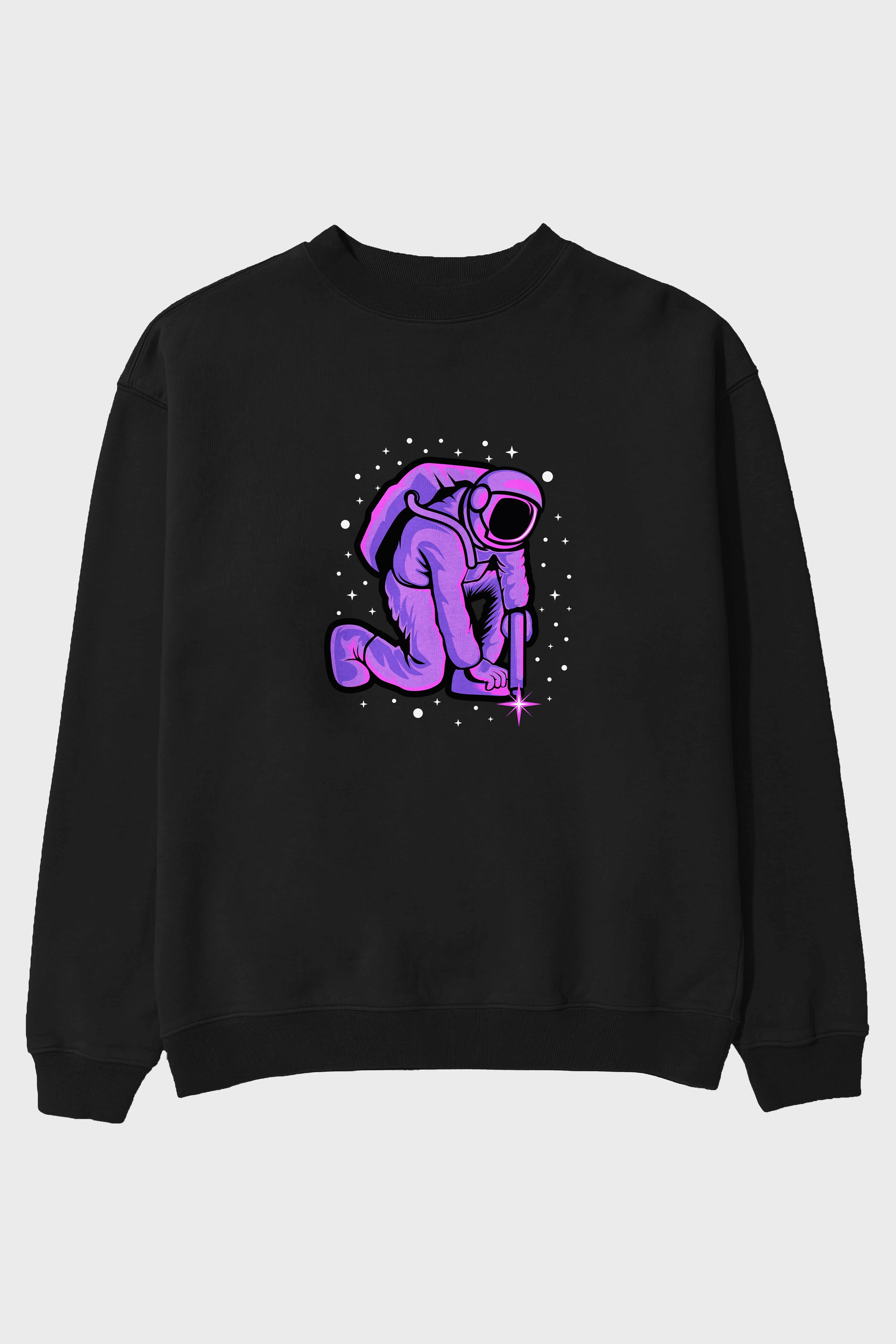 Welding in Space Ön Baskılı Oversize Sweatshirt Erkek Kadın Unisex