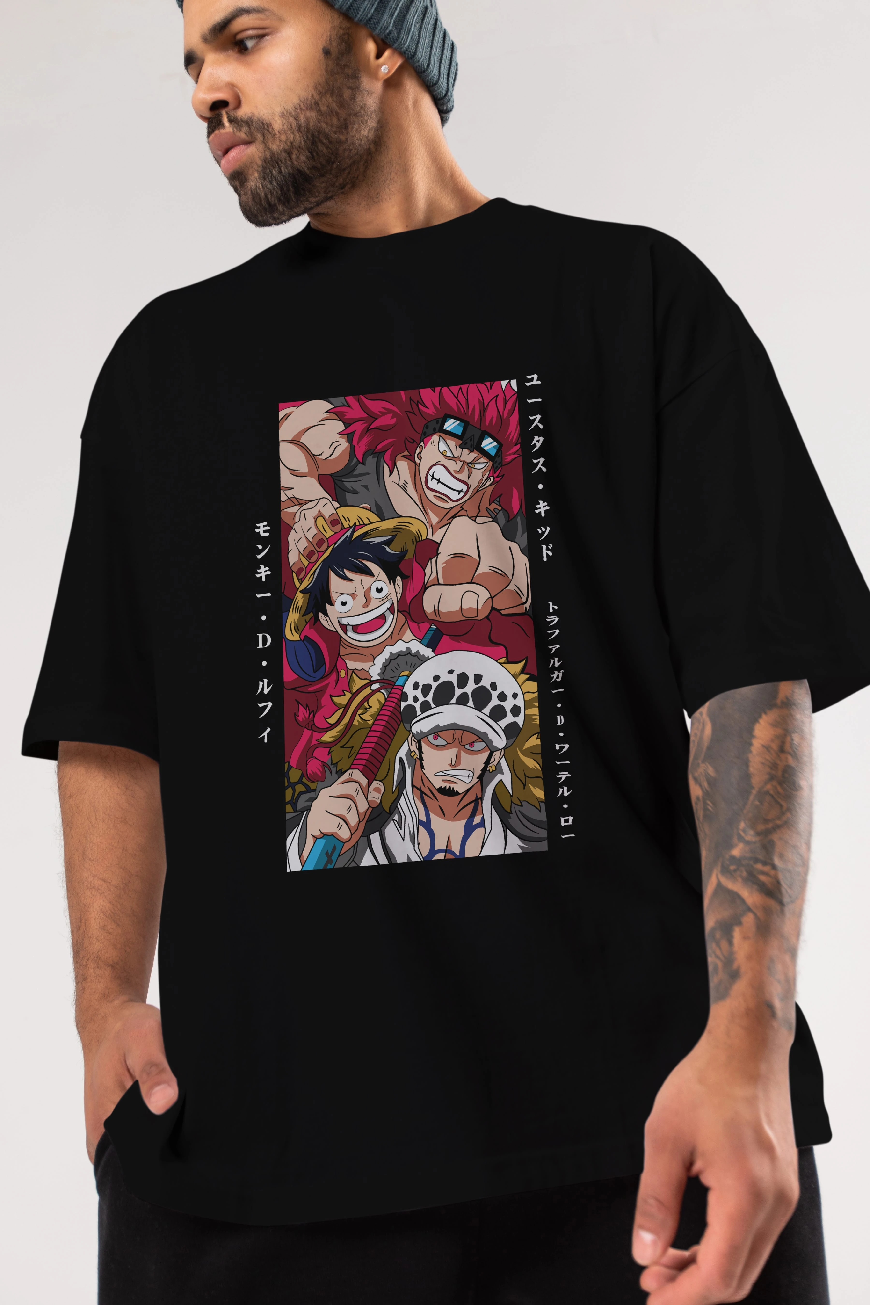 SUPER NOVAS one piece Anime Ön Baskılı Oversize t-shirt %100 pamuk Erkek Kadın Unisex