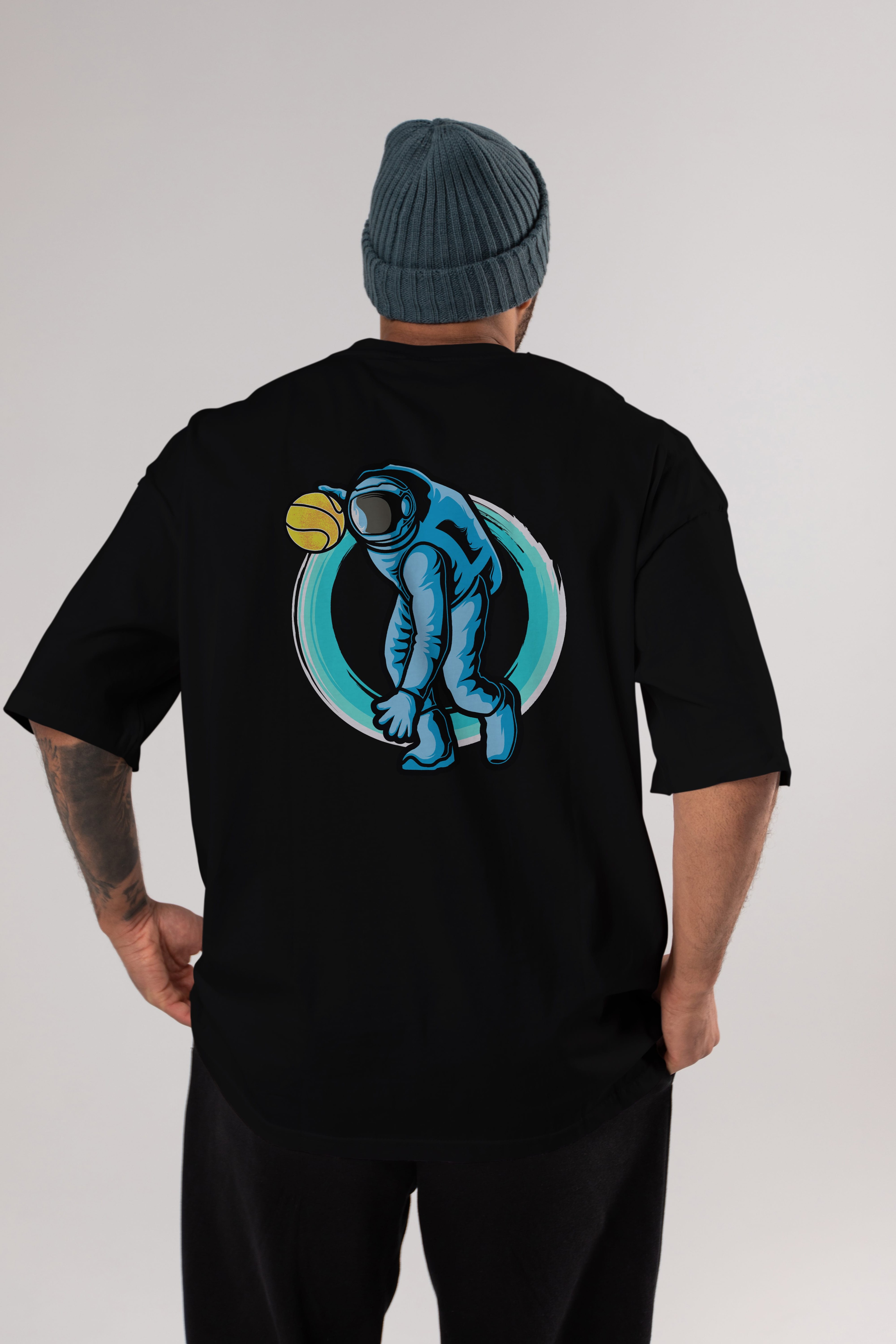 Astronaut Dribble Arka Baskılı Oversize t-shirt Erkek Kadın Unisex