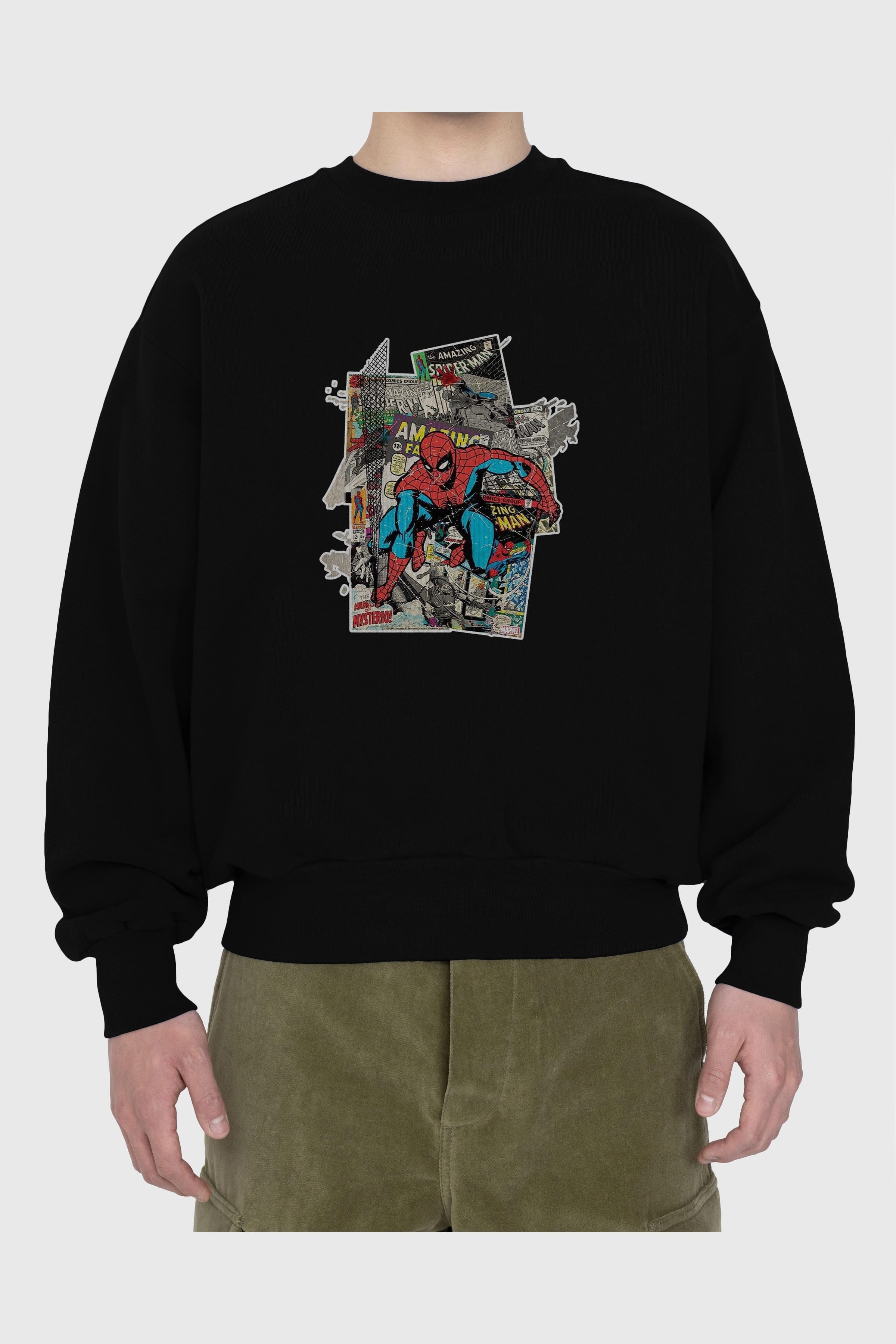 Spiderman Ön Baskılı Oversize Sweatshirt Erkek Kadın Unisex